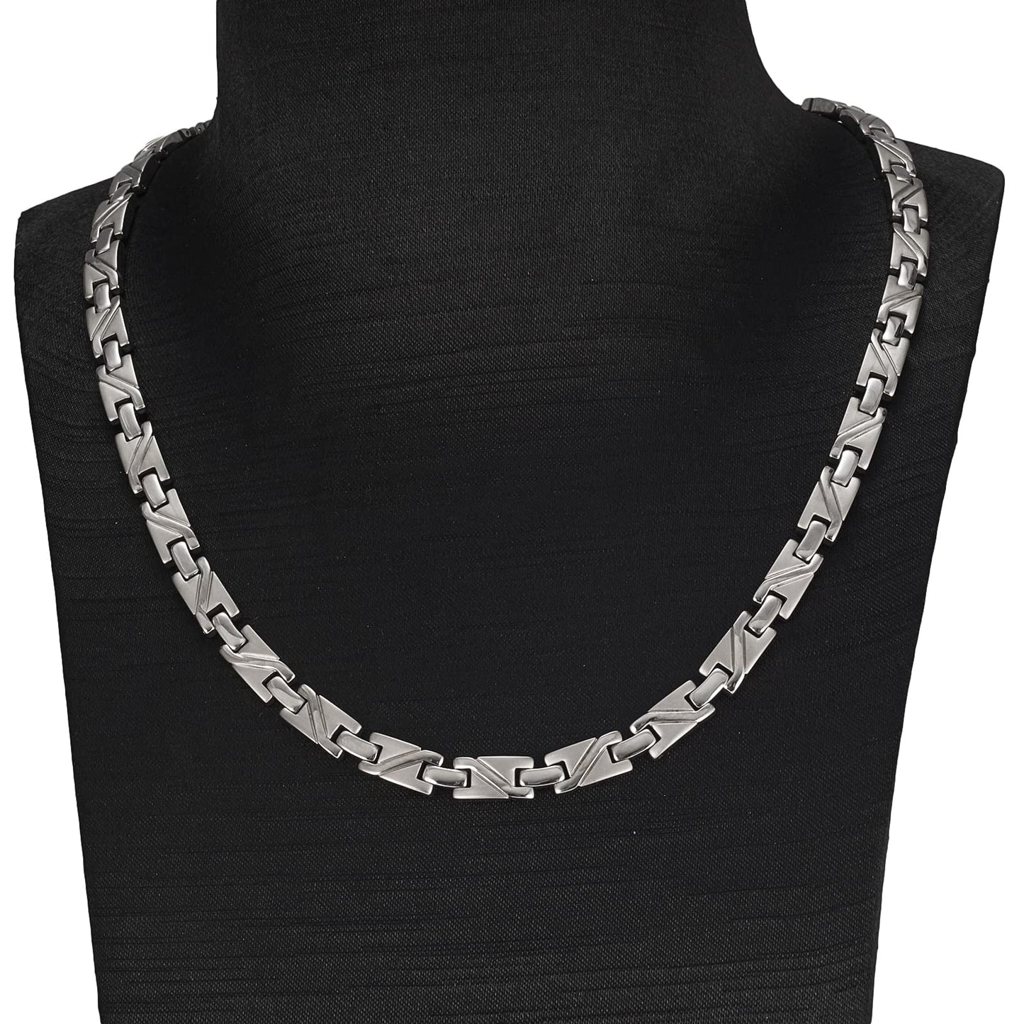 EnerMagiX Magnetic Necklace for Men & Women, Pure Titanium Magnetic Necklace, Fashion Jewelry Present (Silver)