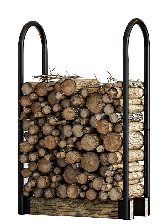 Fire Beauty Firewood Log Rack Adjustable Bracket Kit, Fireplace Wood Storage Holder,Black Powder,Coated Steel, Outdoor and Indoor(Adjustable)