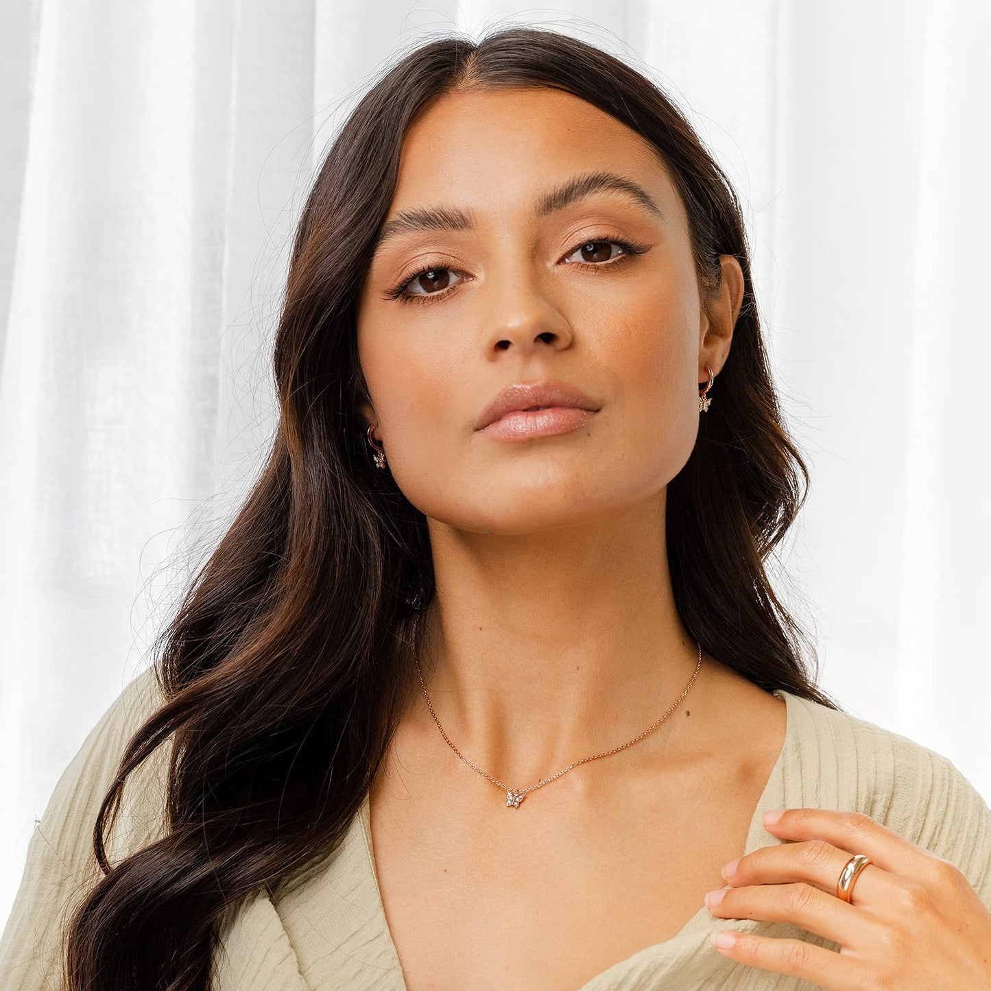 PAVOI 14K Rose Gold Plated Butterfly Pendant Necklace | Friendship Cute Necklaces for Women | CZ Butterfly Necklaces