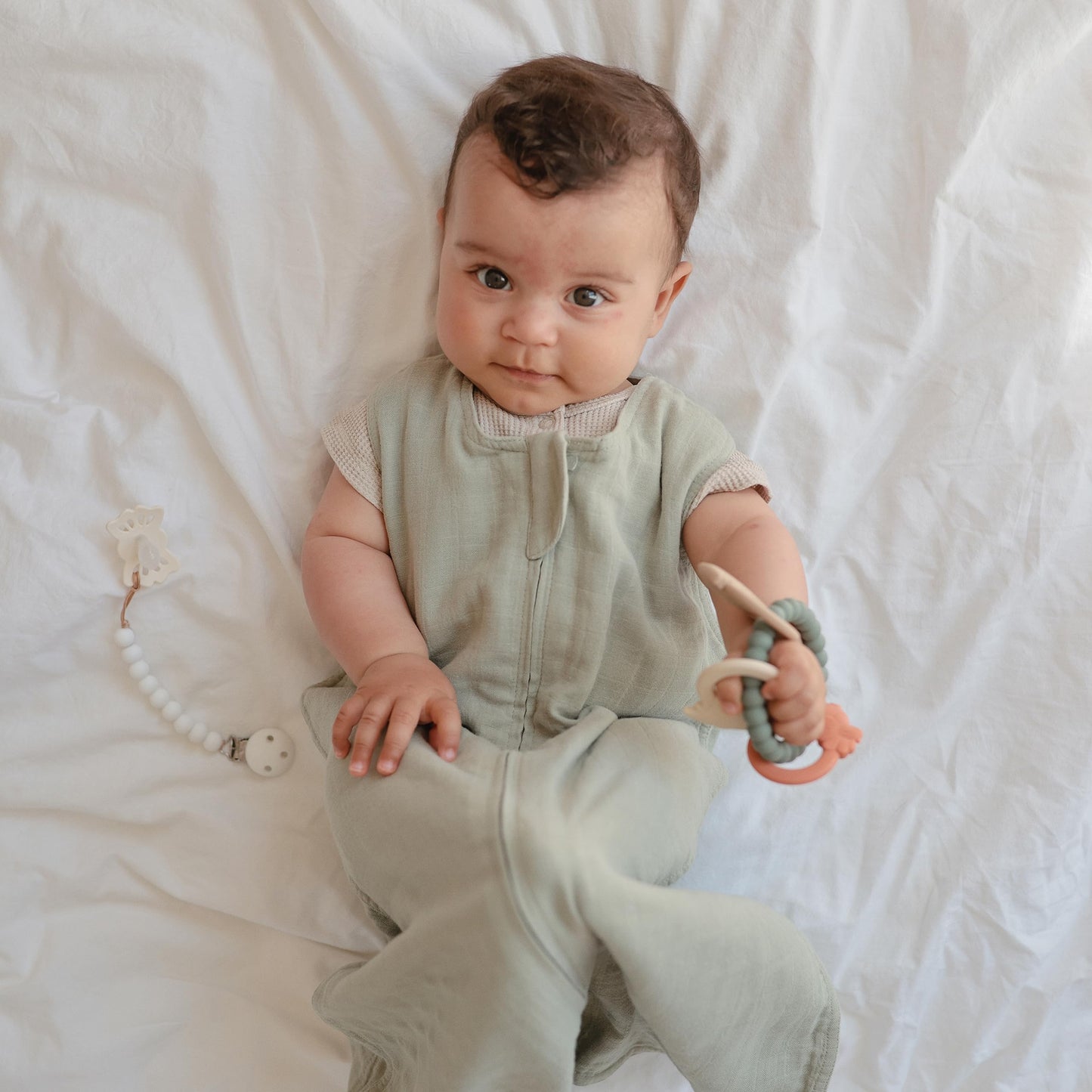 mushie Silicone Dino Teething Ring Toy
