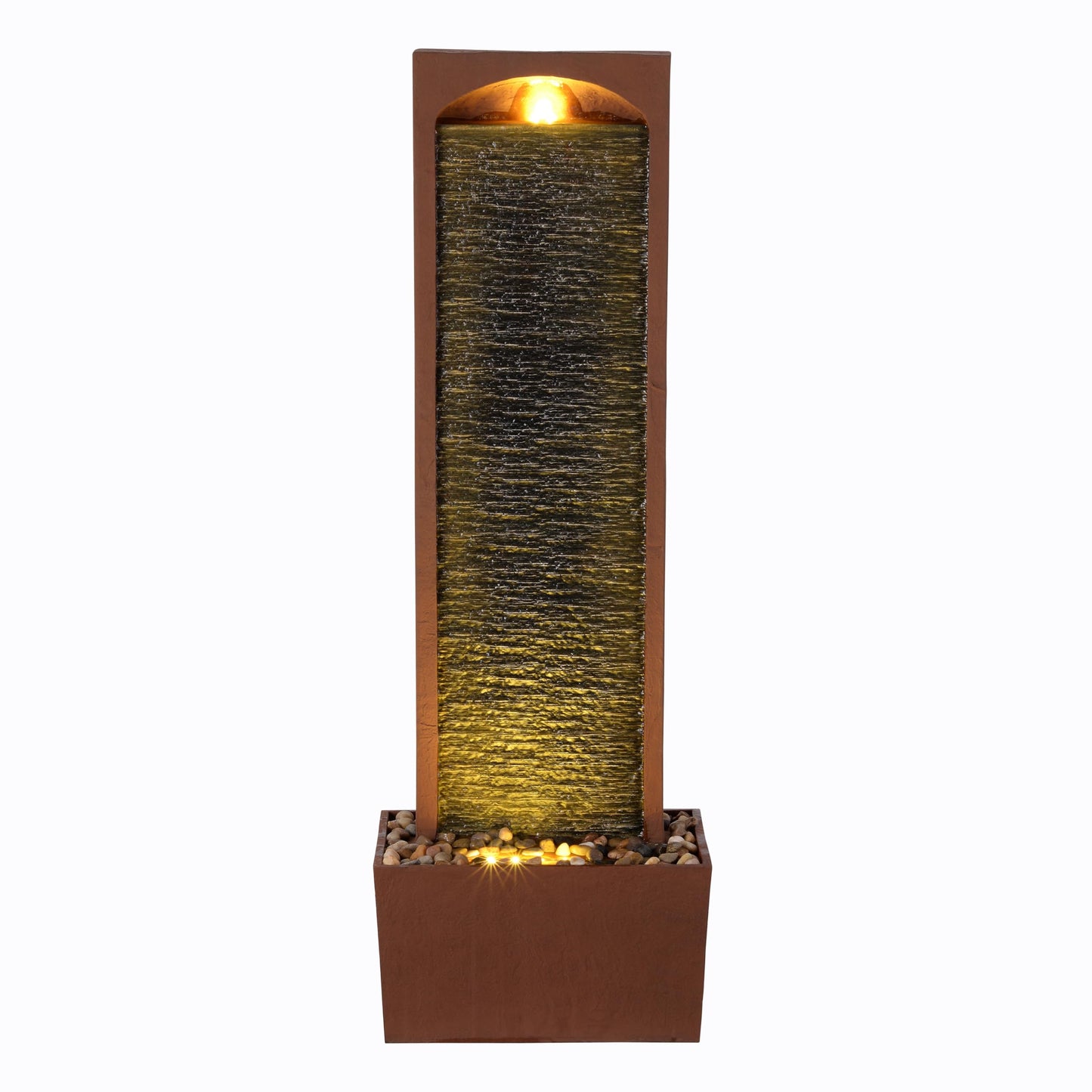 Teamson Home Outdoor 38.5” Textured Waterfall Fountain Yard Décor Red Rock