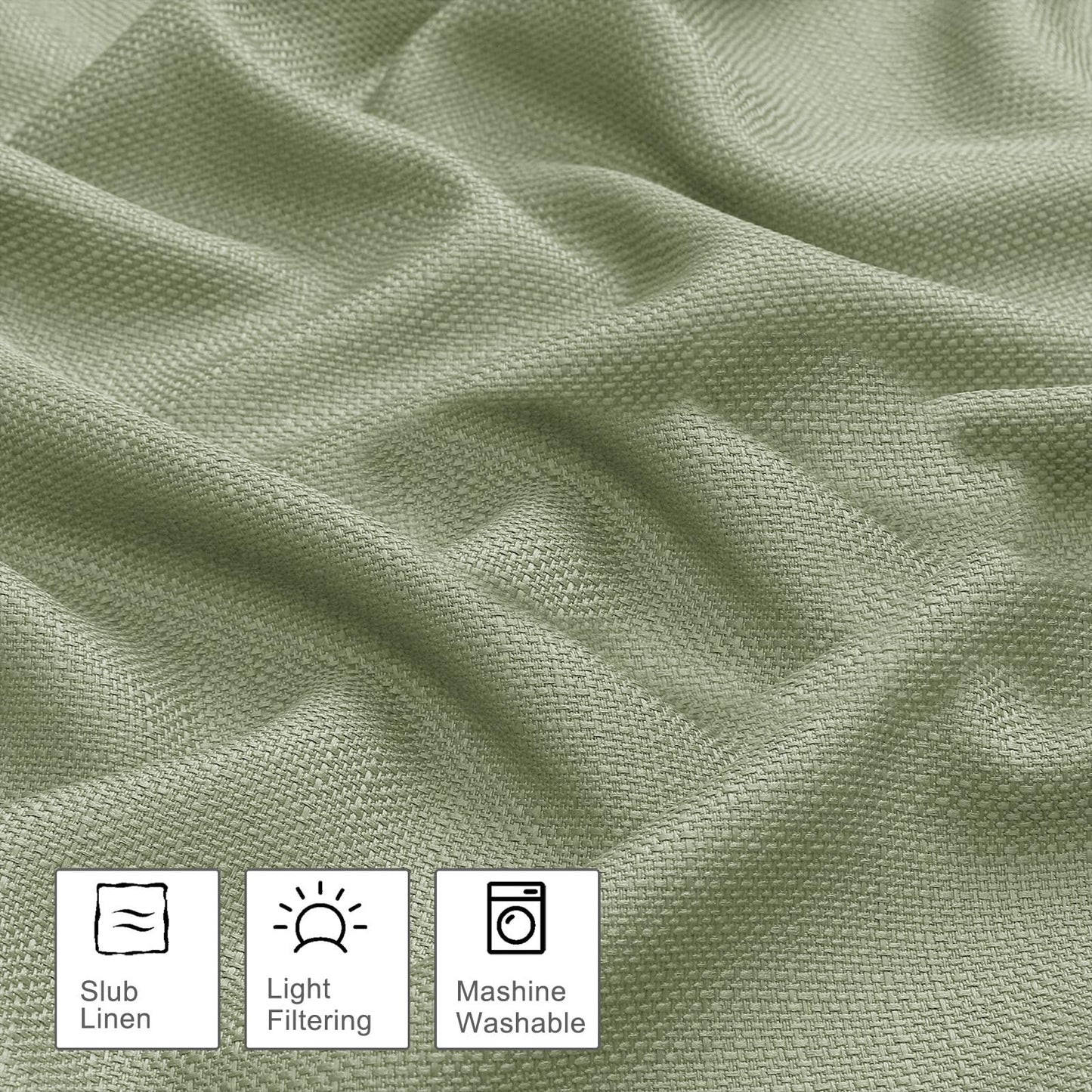 OWENIE Bob 1 PCS Light Green Valances for Windows, Faux Linen Textured Kitchen Window Curtains Valance for Bedroom Living Room, Modern Soft Airy Solid Rod Pocket Bathroom Cafe Curtain, 60Wx14L Inch