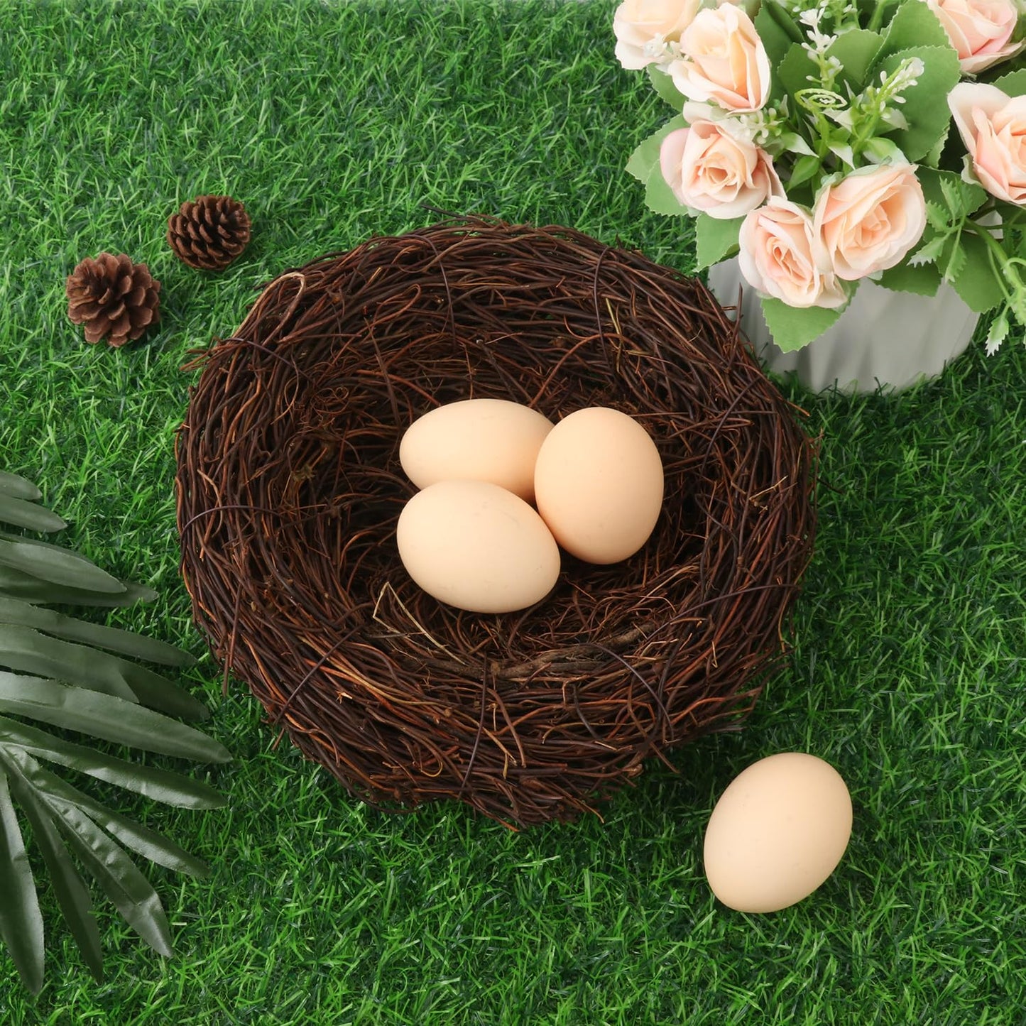 Geytetqi 16 PCS 7.87 Inch Artificial Bird Nest for Crafts, Handicraft Rattan Bird's nest, Small Bird Nest, Bird's Nest Decorating Kit for Holiday, Table, Garden, DIY Terrarium Decor