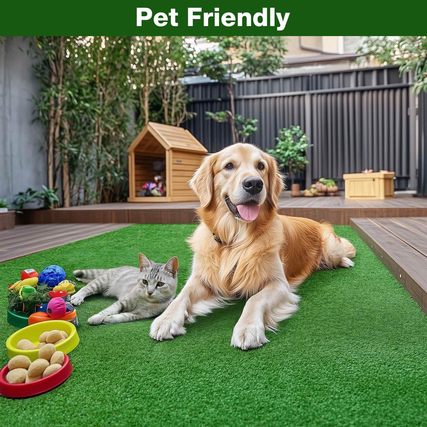 Yescom Artificial Grass Turf Synthetic Turf Fake Lawn with Drainage Holes for Pet Dog Potty Backyard Outdoor 50'x3'x4PCS(600 Sq.Ft) 1.38" Pile Height