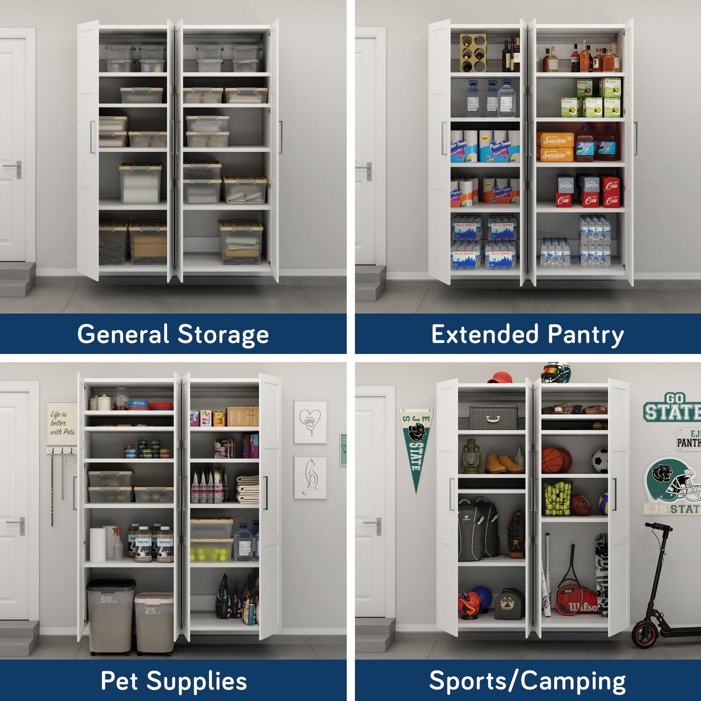 Sauder Garagecore 2 Deep Cabinets & Doors, White Finish