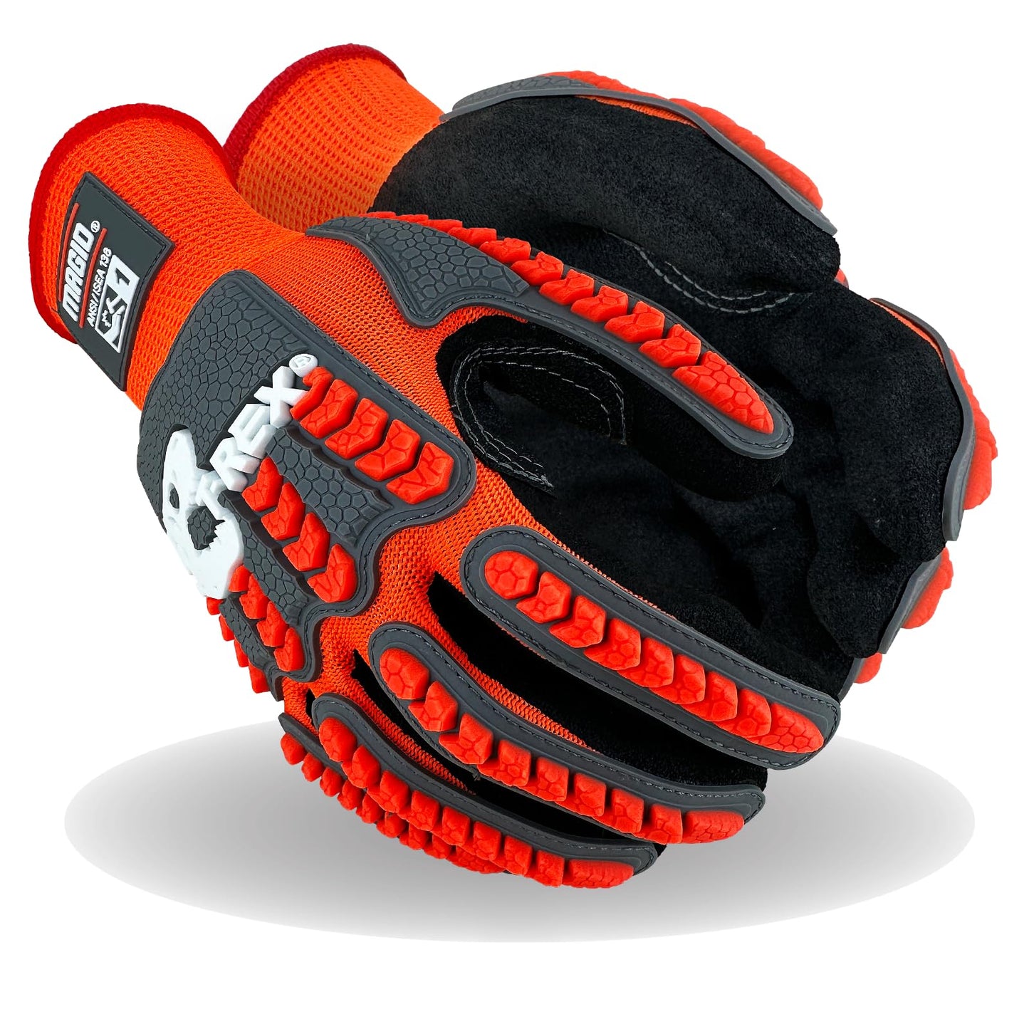 MAGID T-REX Flex Series Sandy Nitrile Coated Knit Impact Gloves, 1 Pair, 9/Large, TRX400