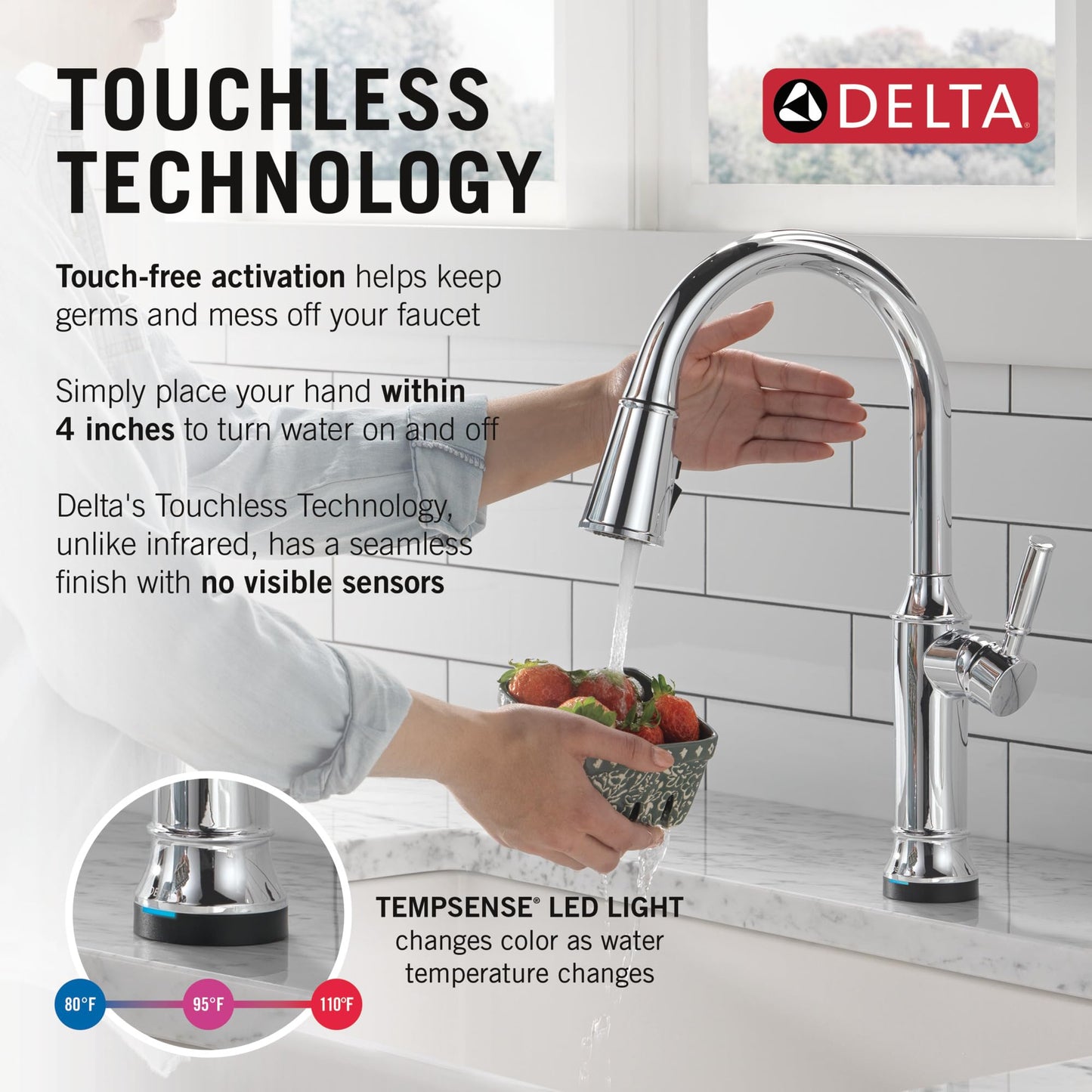 Delta Faucet Renaldi Touchless Kitchen Faucet with Touch Technology, Chrome Kitchen Sink Faucet, Delta ProClean Kitchen Faucet, Pull Down Kitchen Faucet, Lumicoat Chrome 9184TL-PR-DST