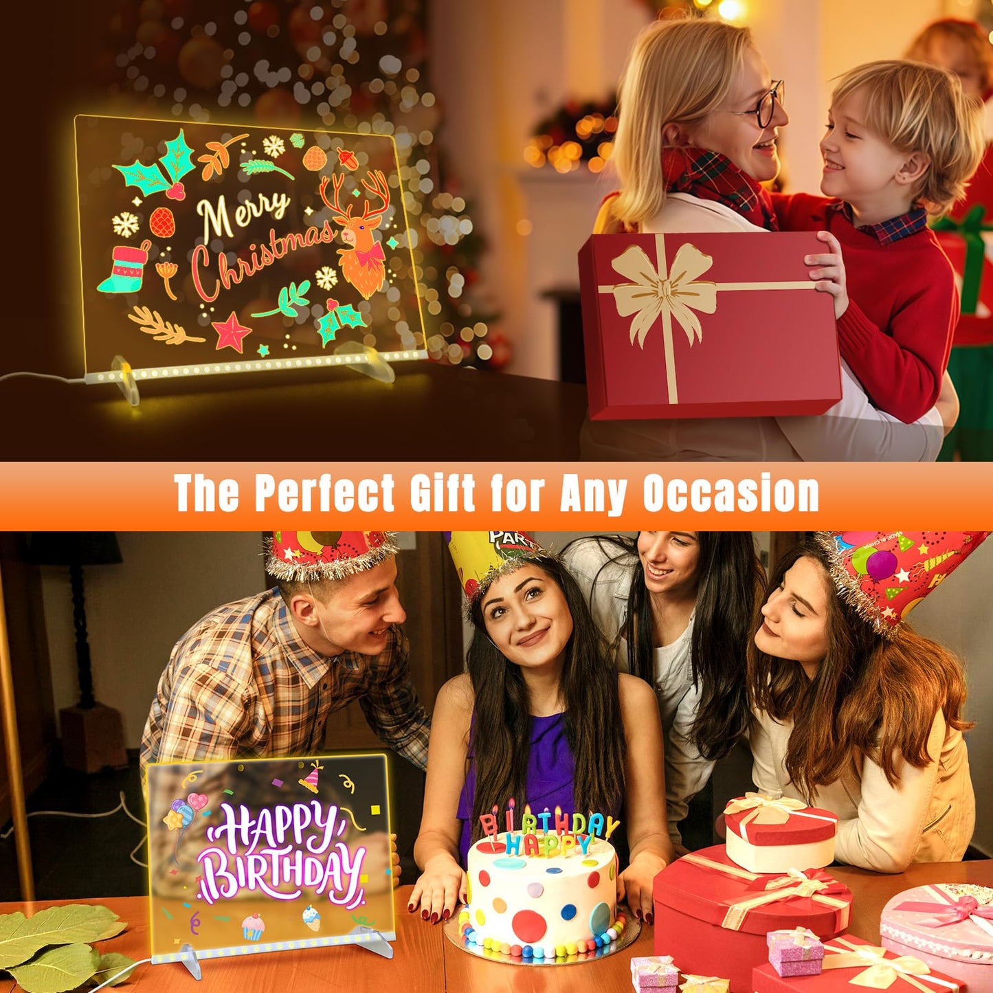 13.7" X10" Led Drawing Board for Kids with 13 Light Effects, Doodle Glow Drawing Board for Kids Gifts 8-12, Light Up Drawing Tablet Toy for Girls//Boys/Teens, Birthday Christmas Gift Ideas