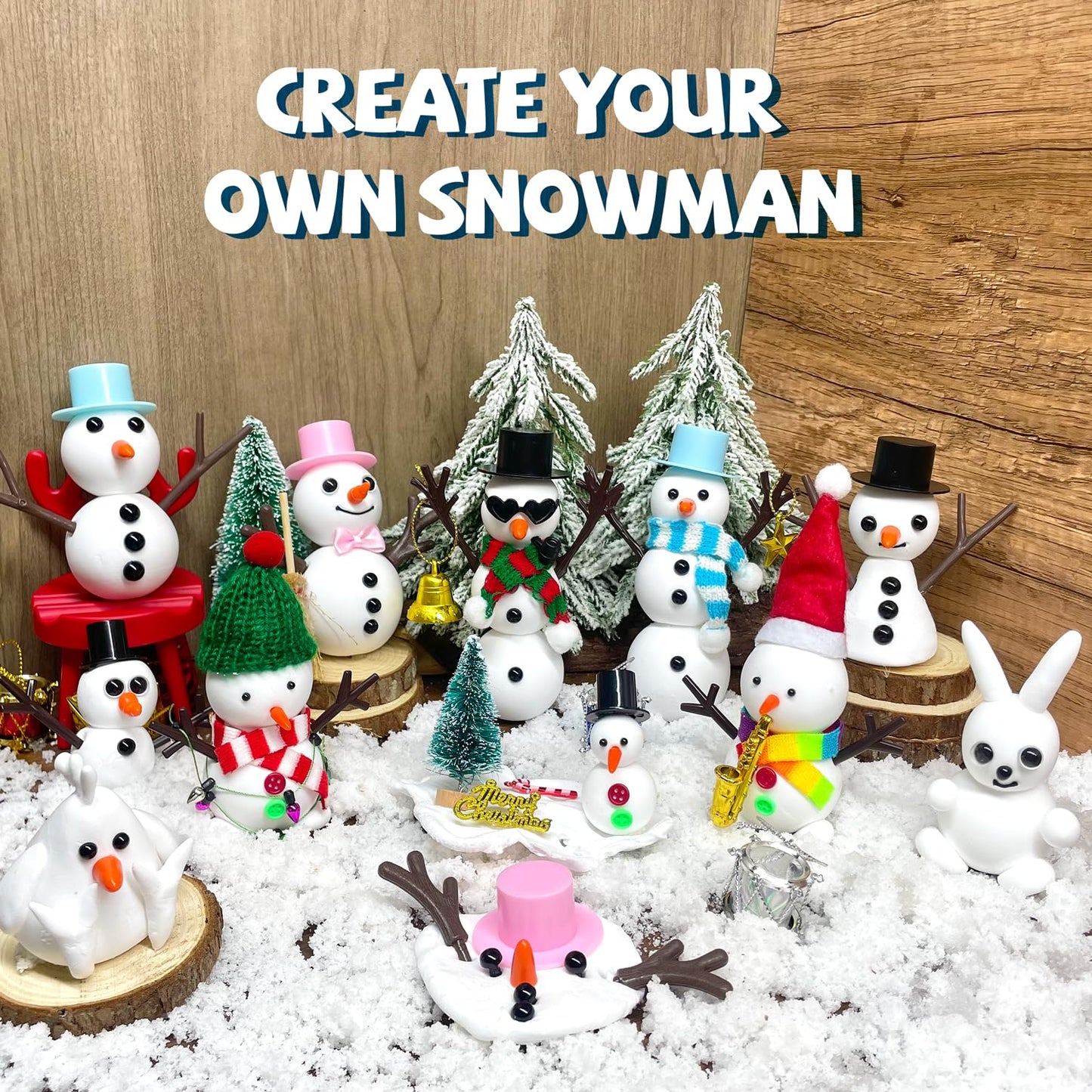 PasTard 12 Pack Build A Snowman Kit Large Quantity Ultralight Clay Big Snowman Family Activities for Kids and Adults Crafts DIY Kit Snow Man Craft Kits for Girls Boys Gift