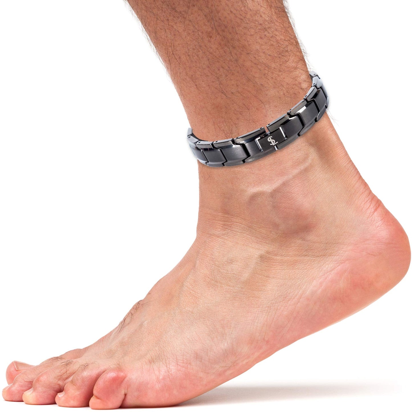 Smarter LifeStyle Elegant Titanium Magnetic Anklet for Men And Women - Adjustable Bracelet Length with Sizing Tool for Perfect Fit, Magnetic Ankle Bracelet (Gunmetal Gray)