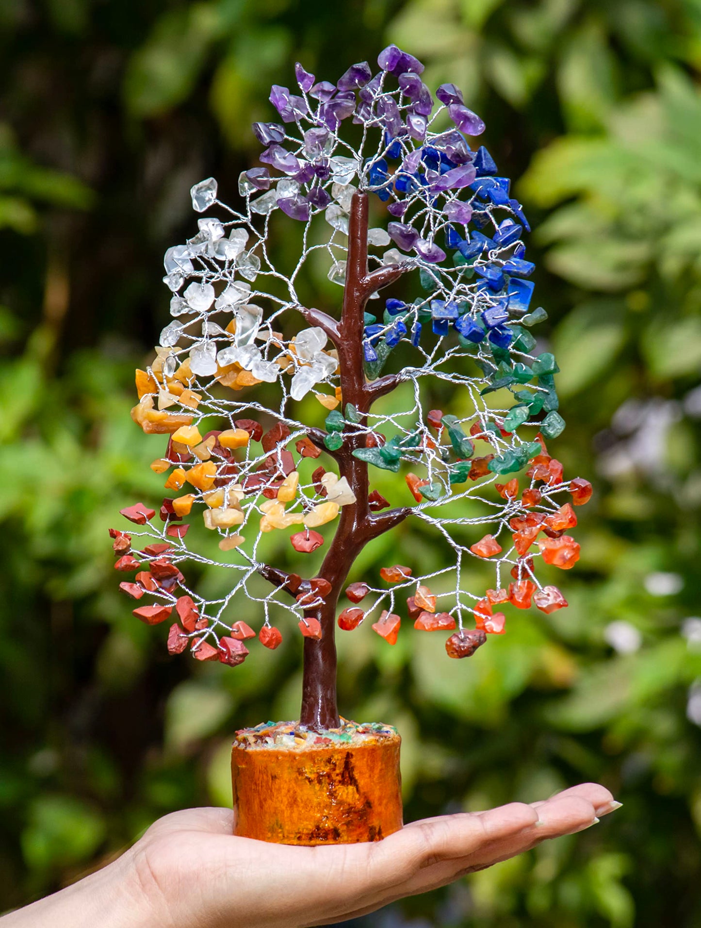 7 Chakra Tree of Life Crystal Tree Positive - Gemstone Tree - Spiritual Wisdom - Seven Chakra Tree - Feng Shui - Handmade Decor - Creativity - Healing Tree - Attract Good Luck Charm Gift