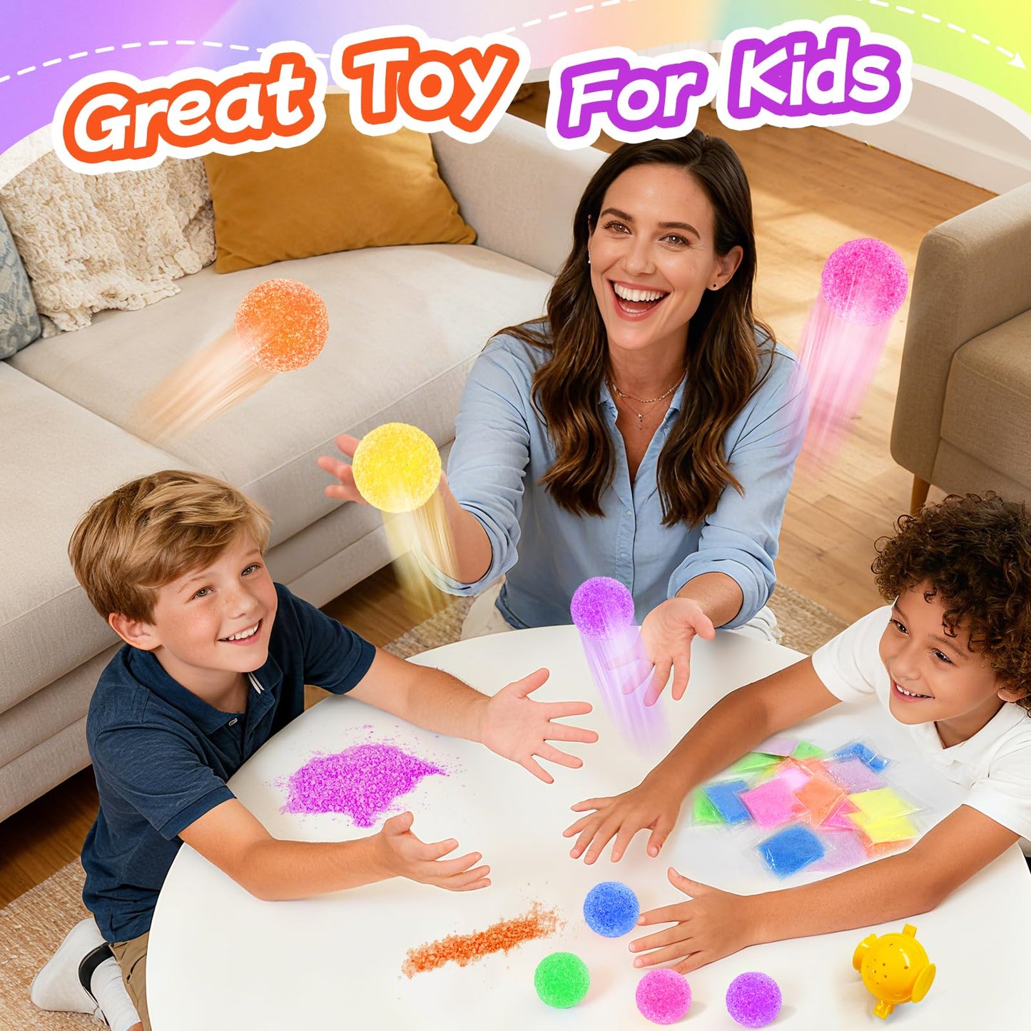 Ppotyo 24 Packs Gift Bouncy Ball Kit with Cards for Kids Magic Bouncing Ball STEM Science Experiment Craft Party Favors School Classroom Gifts Exchange for Boys and Girls