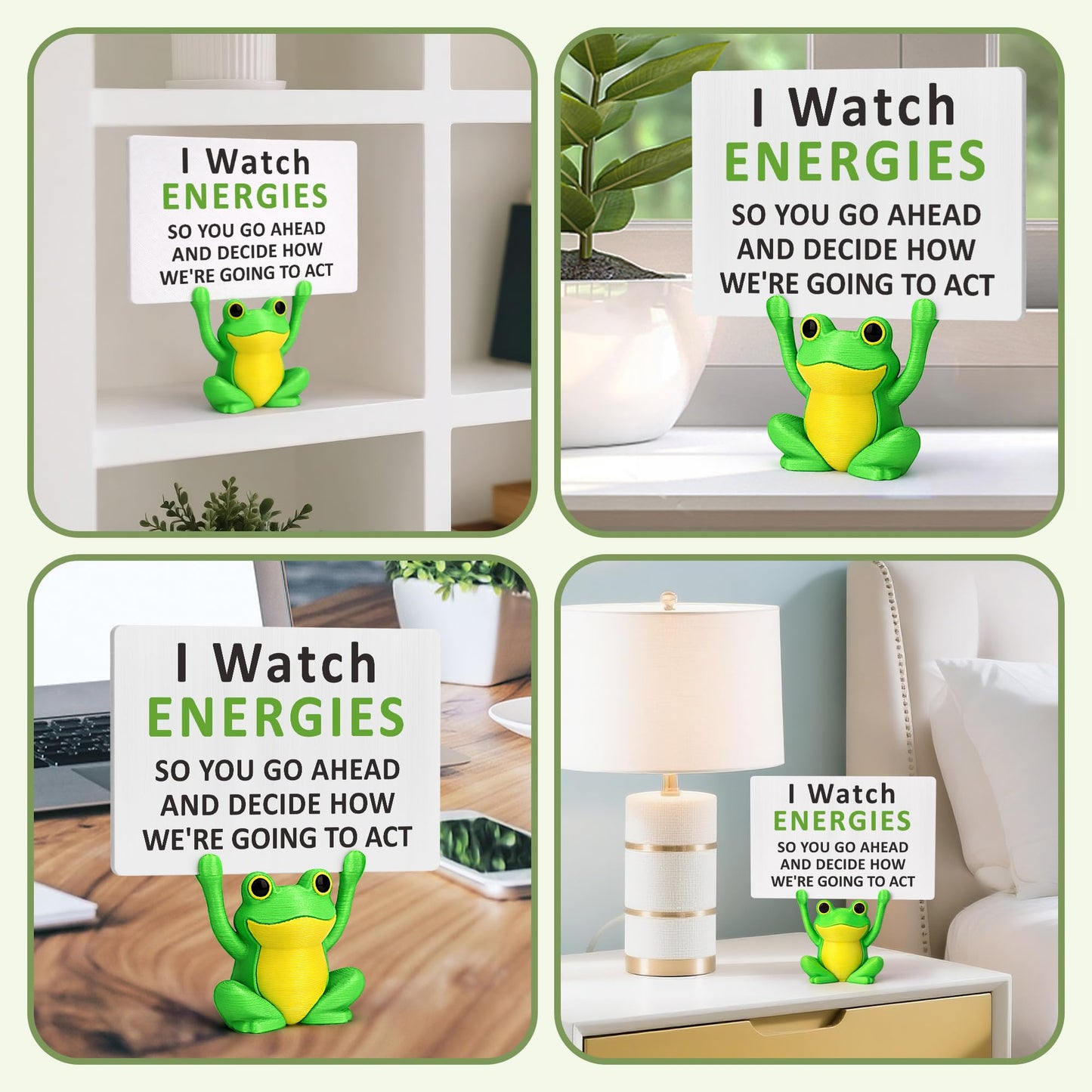 Positive Energy Inspirational Gifts for Women Best Friends, Funny Frog Desk Decor Sign, Emotional Support, Self Care, Stress Relief Gifts for Coworker Boss Workmates, Sassy Sarcastic Office Gift