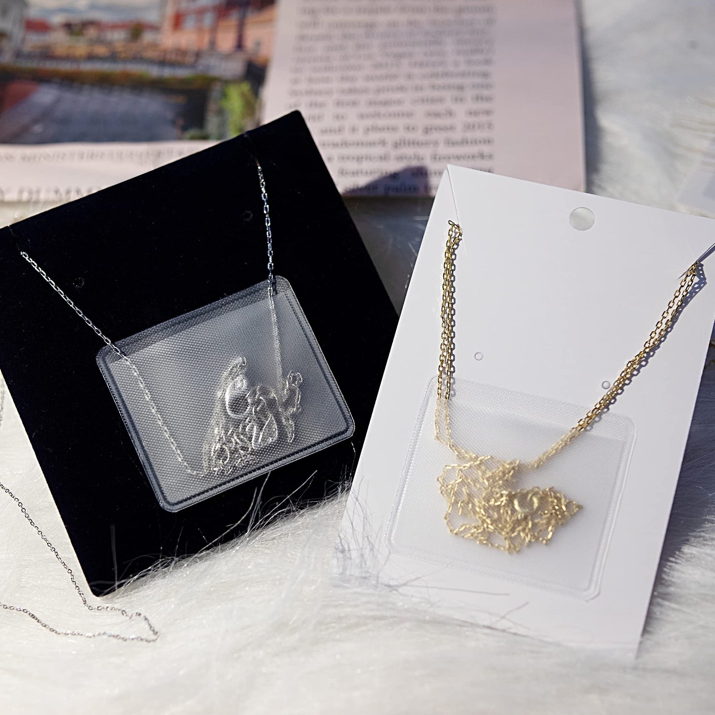 Temlum Necklace Chain Adhesive Pouch for Necklace Display Cards, Self-Adhesive Necklace Chain Pockets Clear Jewelry Bags Necklace Chain Pouch to Hold Loose Chain Jewelry Supplies (300 pcs)