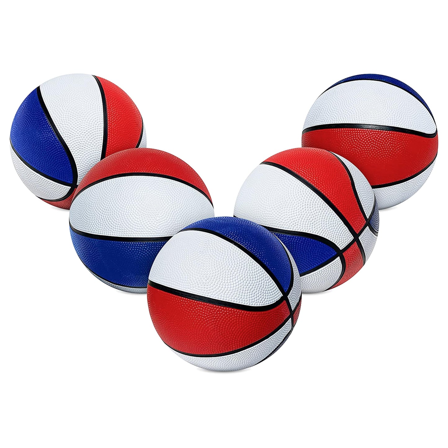 Botabee Indoor Basketball - Mini Basketball Set of 5 - Durable, Anti-Slip Grip 7" Mini Basket Balls for Indoor, Outdoor Play - Inflatable Toys for Pop Arcade - Soft, Bouncy Sports Rubber Playing Ball