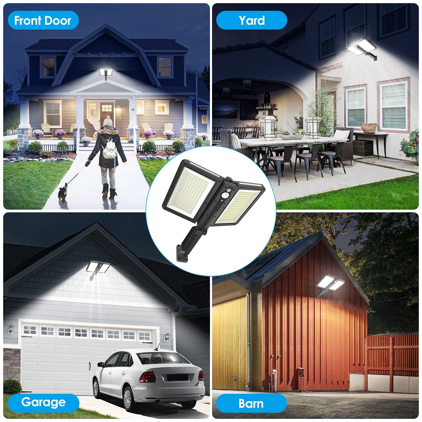 ropelux Solar Flood Lights Outdoor, 6000LM High Brightness Motion Sensor Outdoor Lights,IP65 Waterproof and 5 Modes, Wider Illuminated Area LED Solar Lights for Garden Patio Street