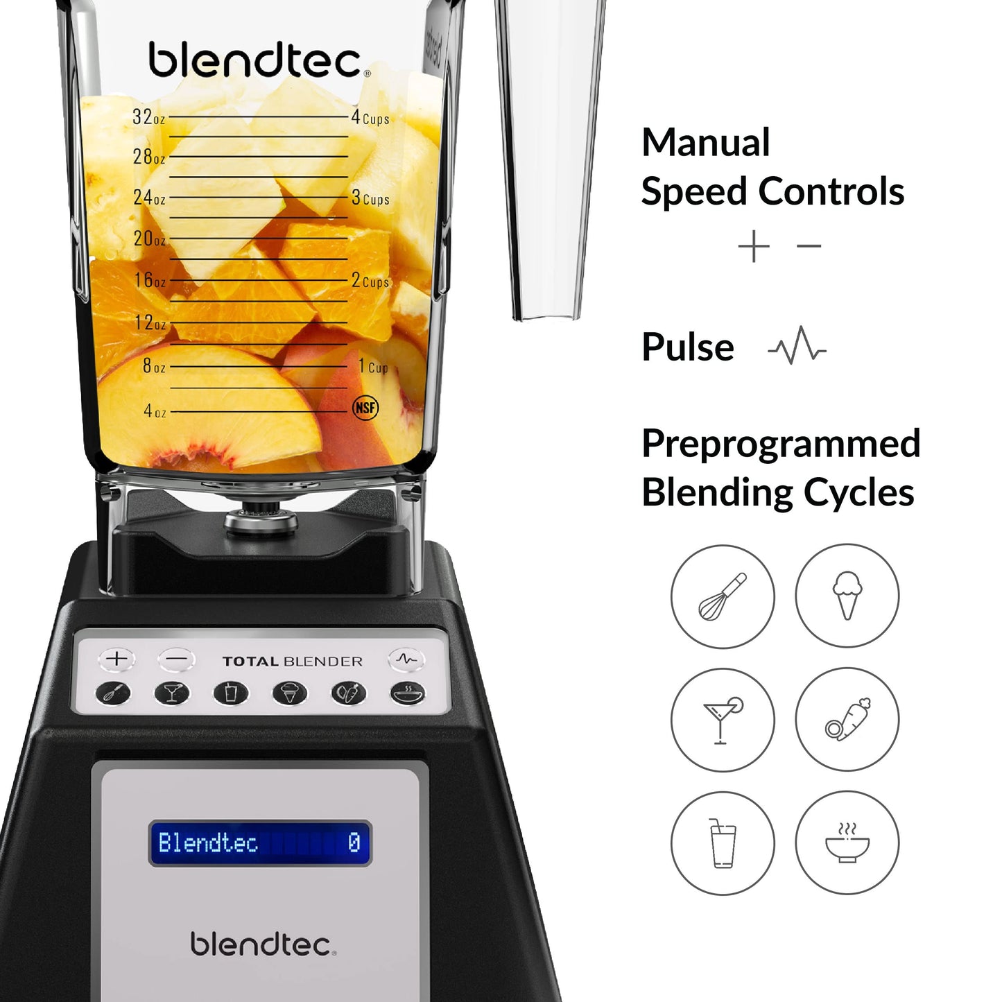 Blendtec Total Classic Original Blender and 75 oz FourSide Blender Jar - Kitchen Blender Bundle - Black