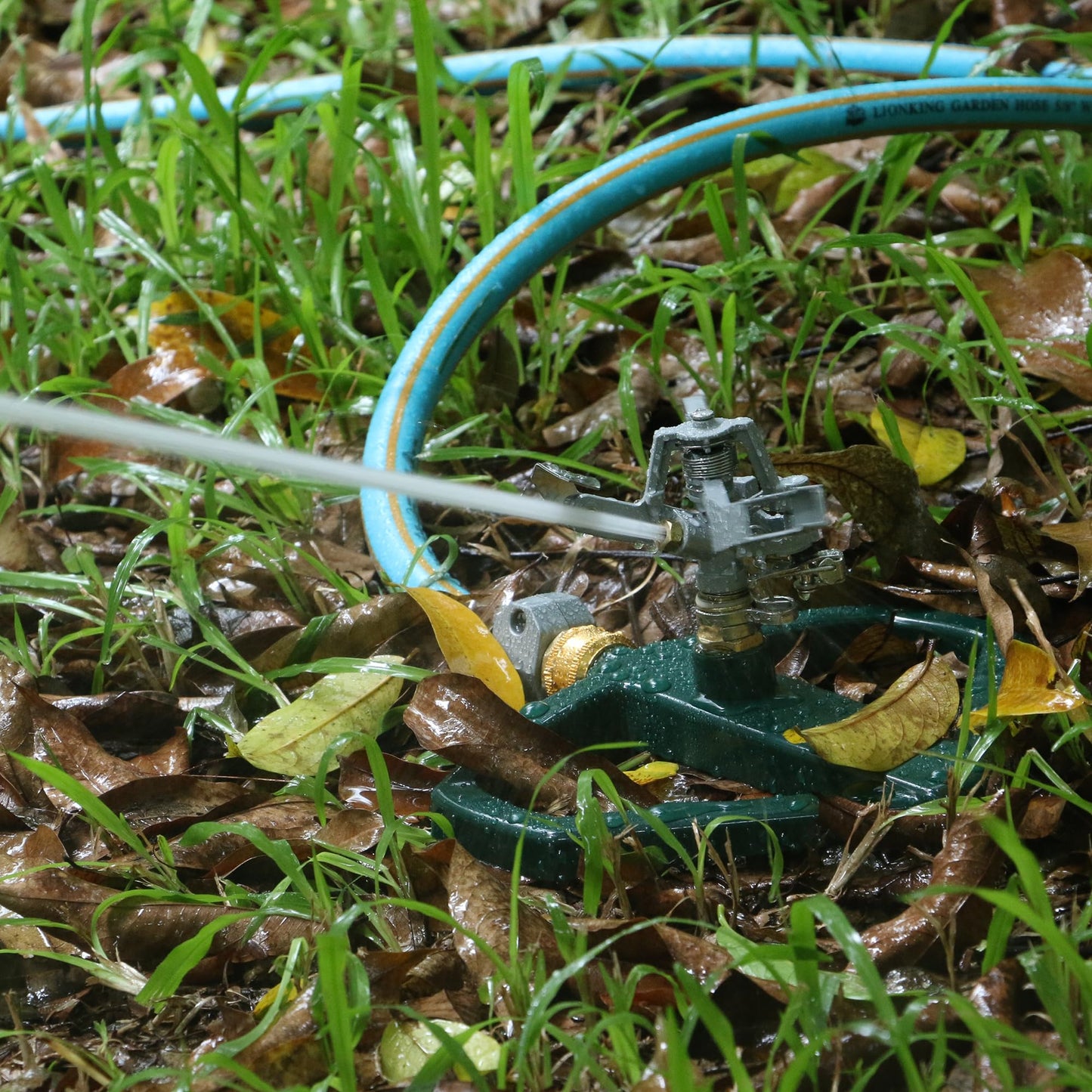 STYDDI Heavy Duty Impact Pulsating Sprinkler for Yard, All Metal Adjustable Rotating Circular Impulse Lawn Sprinkler for Medium to Large Areas, Lawn and Garden, Coverage up to 5,800 Sq. Ft