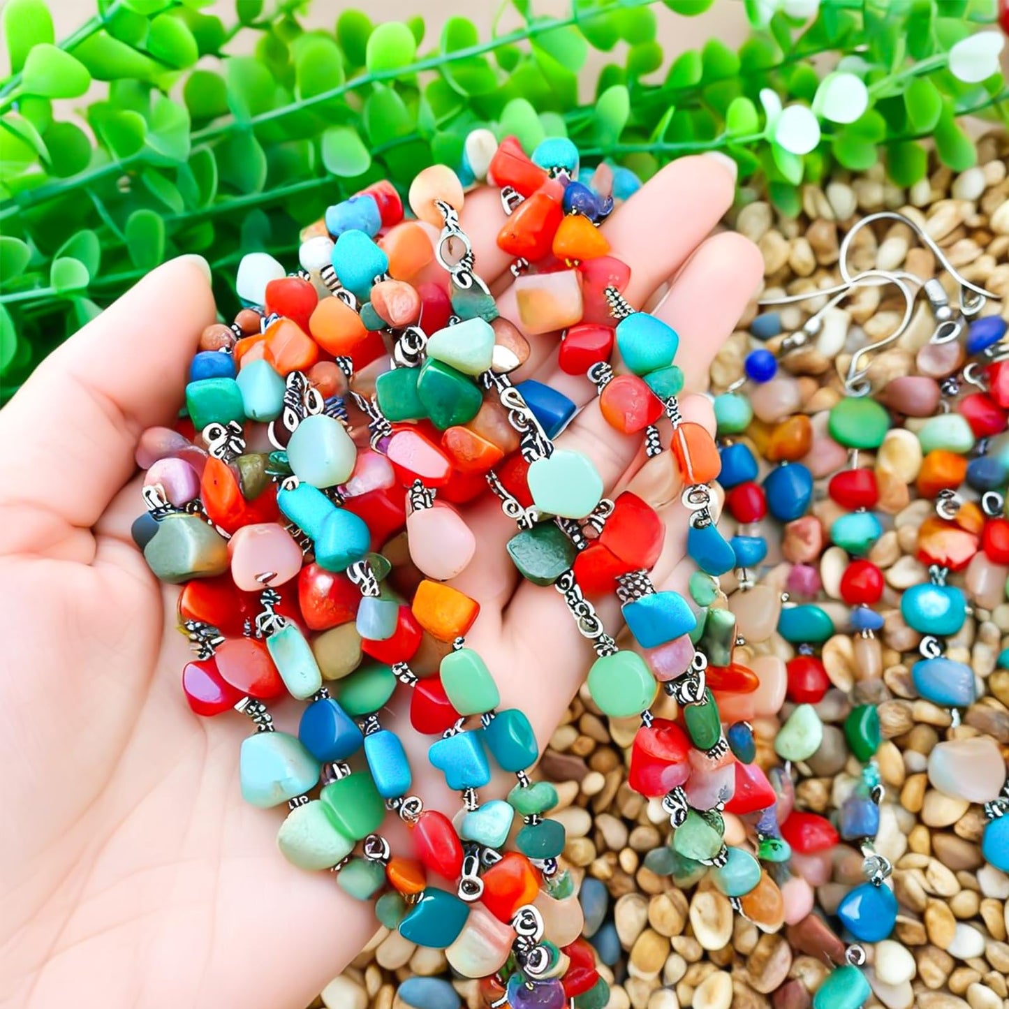 1000pcs Multicolor Natural Chips Stone Beads for Jewelry Making Supplies,Irregular Gemstones Beads Healing Crystal for Women Crafts,Loose Rocks Bead Hole Drilled DIY for Bracelet Jewelry (5-8mm)