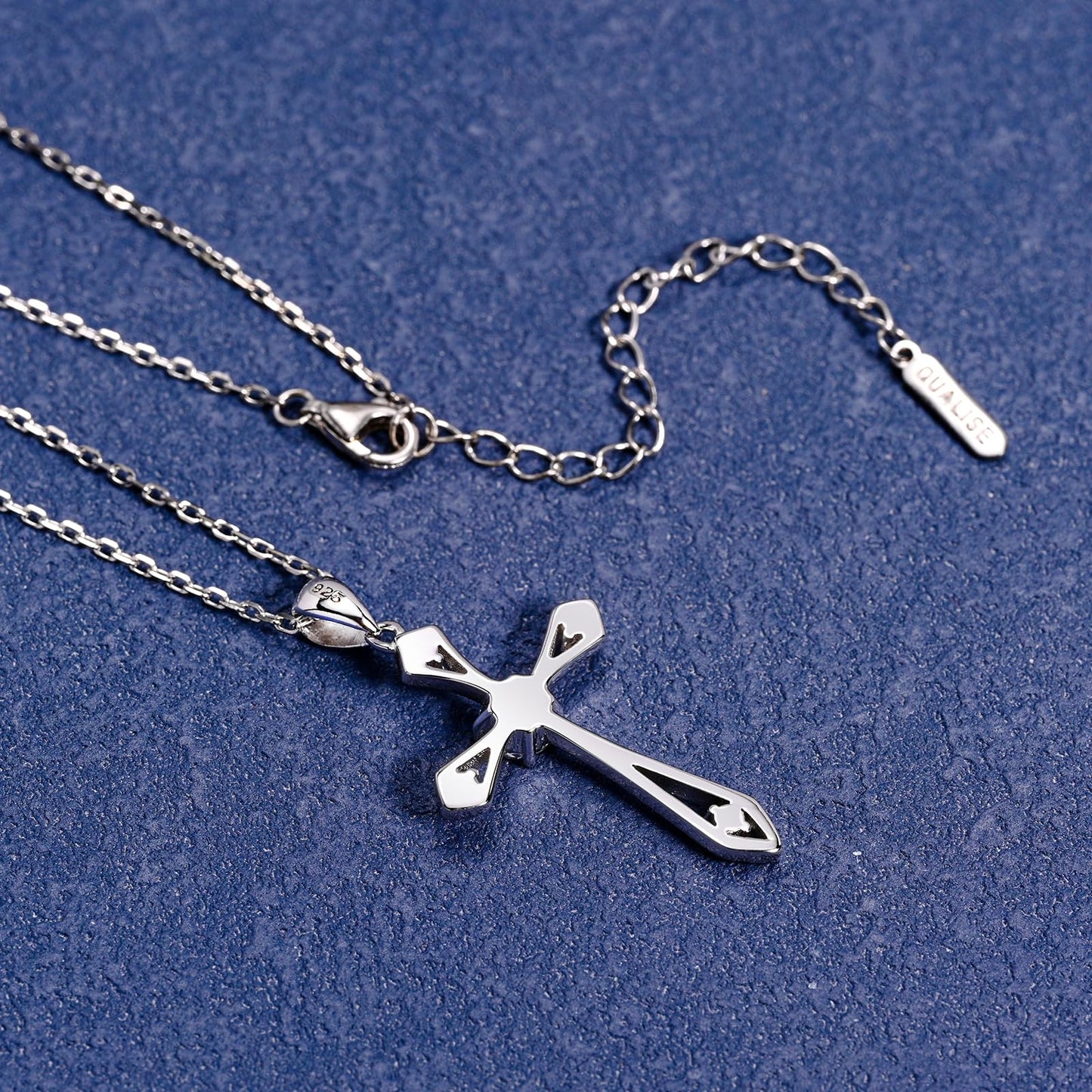 Cross Necklace for Women ,925 Sterling Silver Birthstone Necklace,Blue Topaz- December Birthstone Cross pendant jewelry,Faith Religious Fine Jewelry Valentines Day Gifts Birthday Holiday Gifts for Her