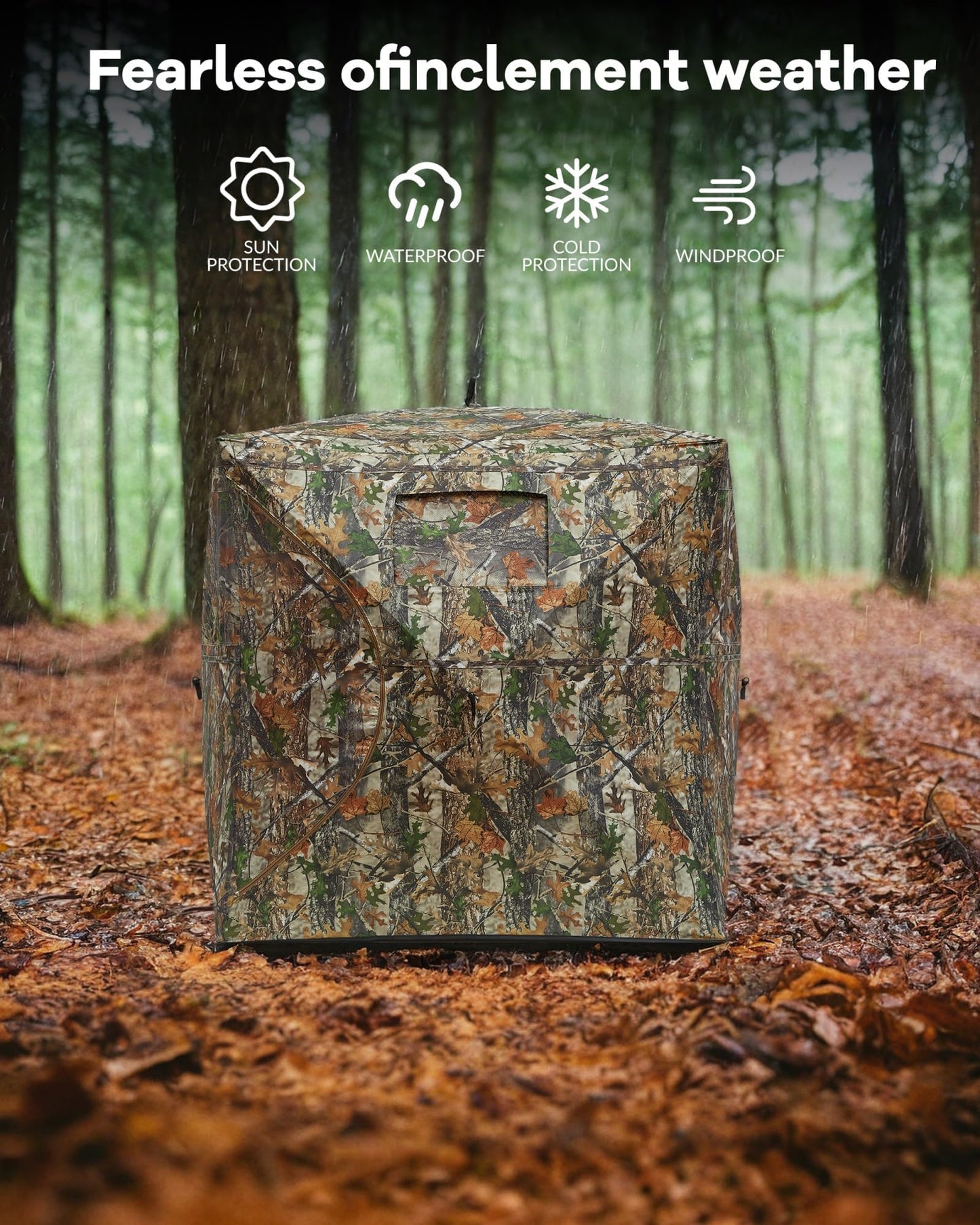 ChicCoutured Hunting Blinds- Portable 2-3 Person 270 Degree See Through Hunting Blind with Carrying Bag, Outdoor Turkey Gear, Ground Hunting Tent for Deer & Turkey Hunting