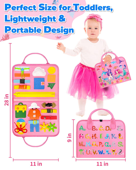 Gojmzo Busy Board Montessori Toys for Toddler Girl Birthday Gifts, Busy Book Sensory Toys for Toddlers, Learning Educational Toddler Travel Activities