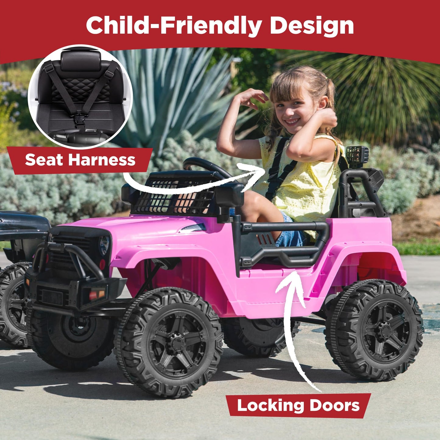 Best Choice Products 12V Kids Electric Vehicle Toy Ride On Car with Parent Remote Control for Toddlers, Seat Harness, 61 lbs Weight Capacity, Locking Doors, Spring Suspension, Bluetooth - Pink