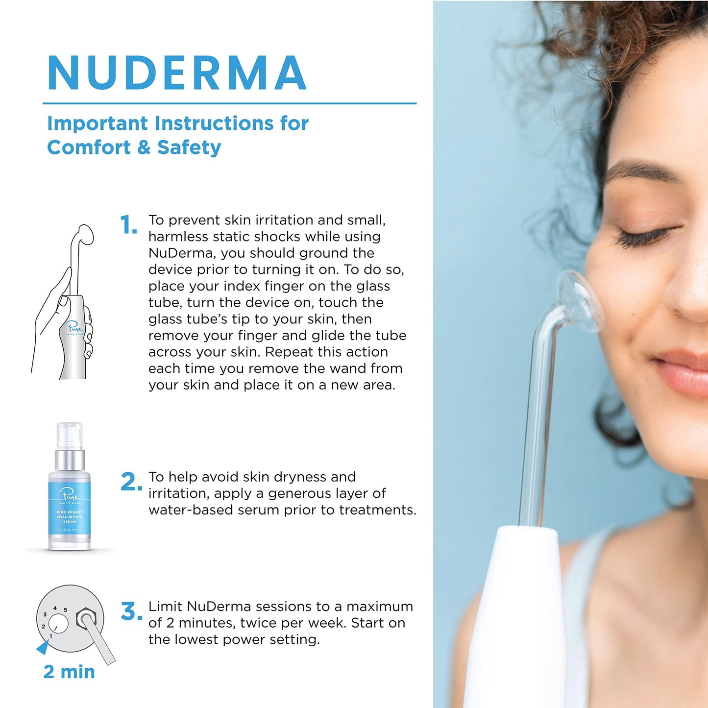 Pure Daily Care NuDerma Clinical Portable Skin Therapy Wand, Machine with 6 Fusion Neon + Argon Wands – Anti Aging - Clarifying - Skin Tightening & Radiance - Wrinkle Reducing (Pack of 2)