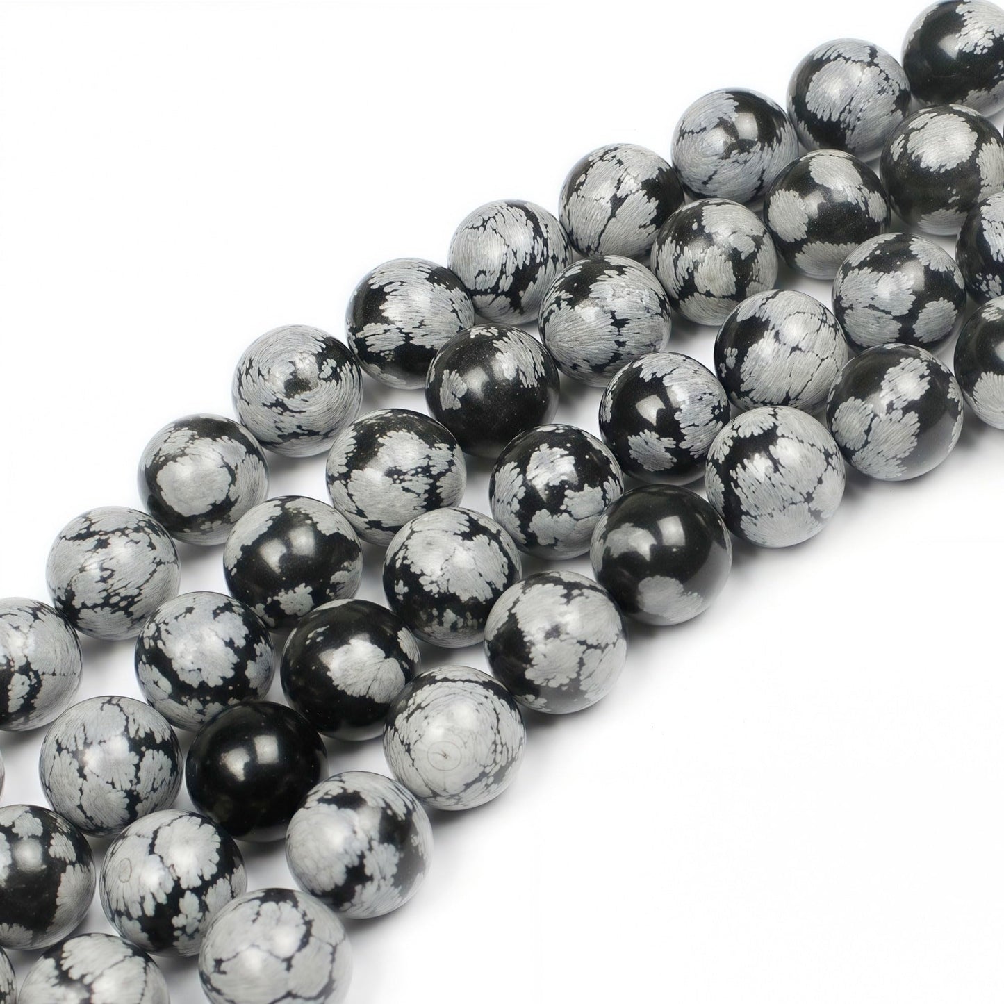 MJDCB Snowflake Obsidian Beads Round Natural Stone Beads for Jewelry Making DIY Bracelet (10mm)