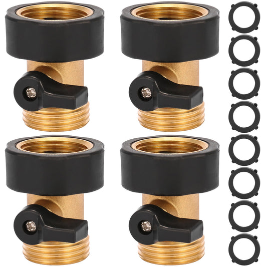 Sanpaint Water Hose Shut Off Valve, 4 Pack Heavy Duty 3/4 Inch Solid Brass Garden Hose Connector