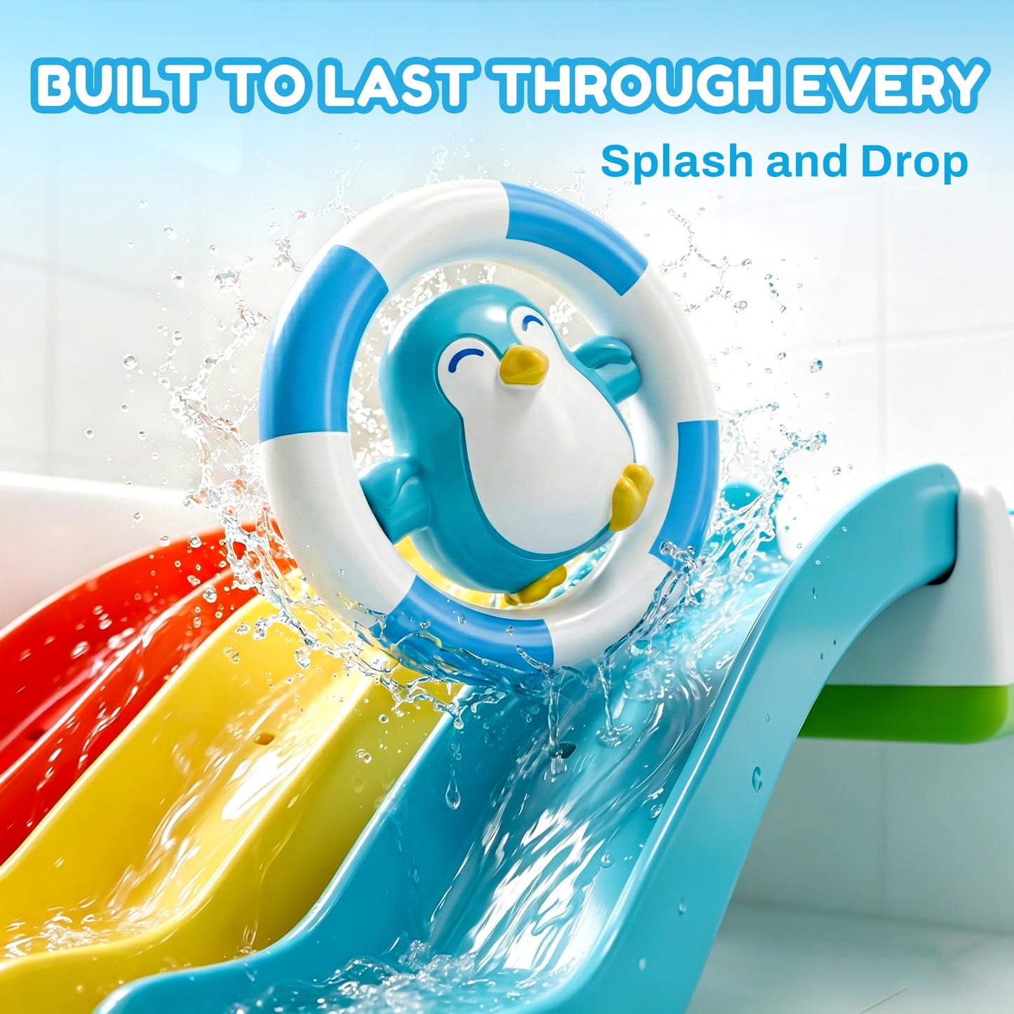 iPlay, iLearn Baby Slide Bath Toys for Toddlers 1-3, Infant Bathtub Shower Toy Set, Fun Bathtime Floating Animals, Kids Bathing Tub Pool Water Playset, Birthday Gift 12 18 Months, 1 2 3 Yrs Boys Girls