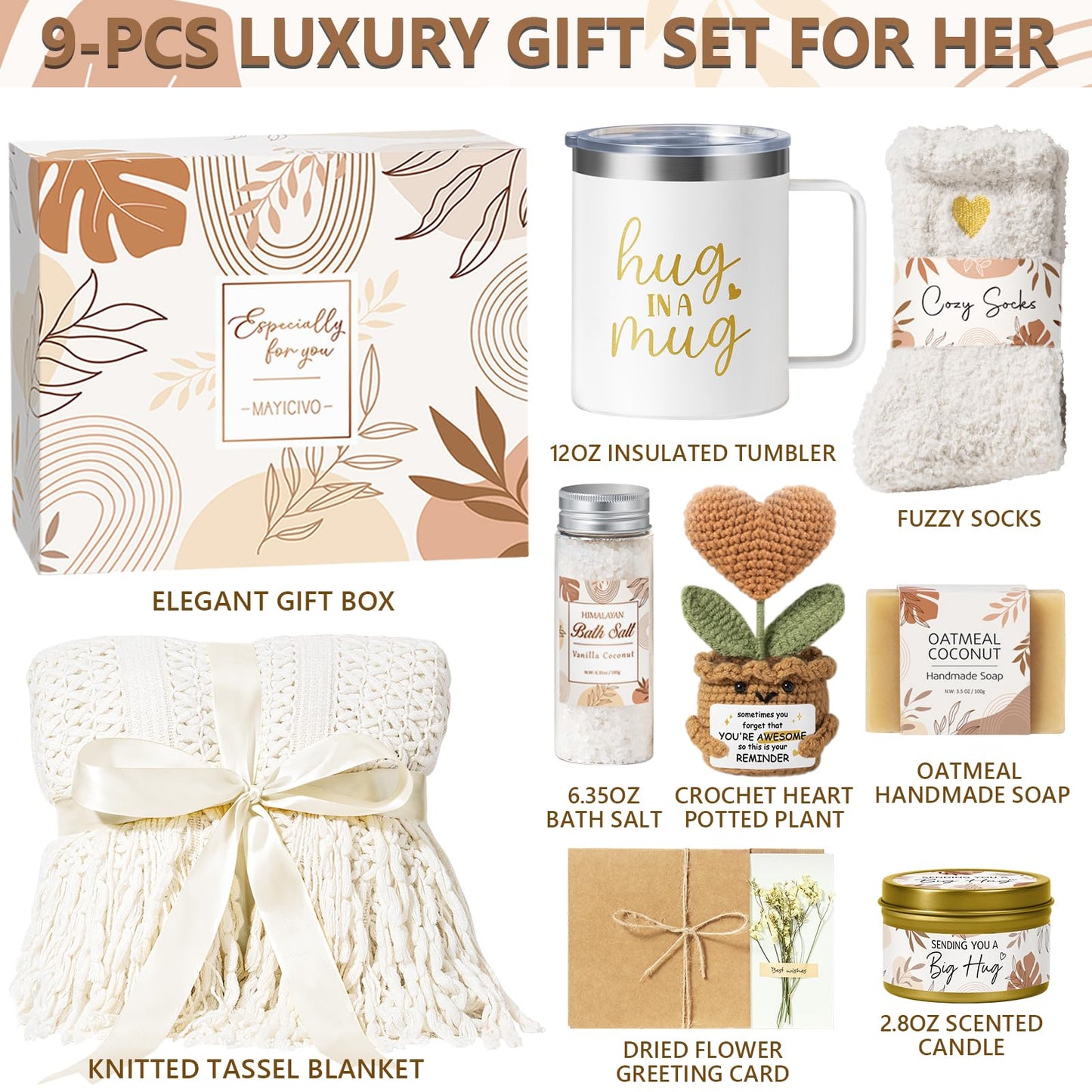 Self Care Gifts Get Well Soon Gift Baskets for Women, Mothers Day Birthday Gifts for Women Care Package, Unique Sympathy Gift Basket Spa Thinking of You Gift Set for Mom Her Wife Best Friend Sister
