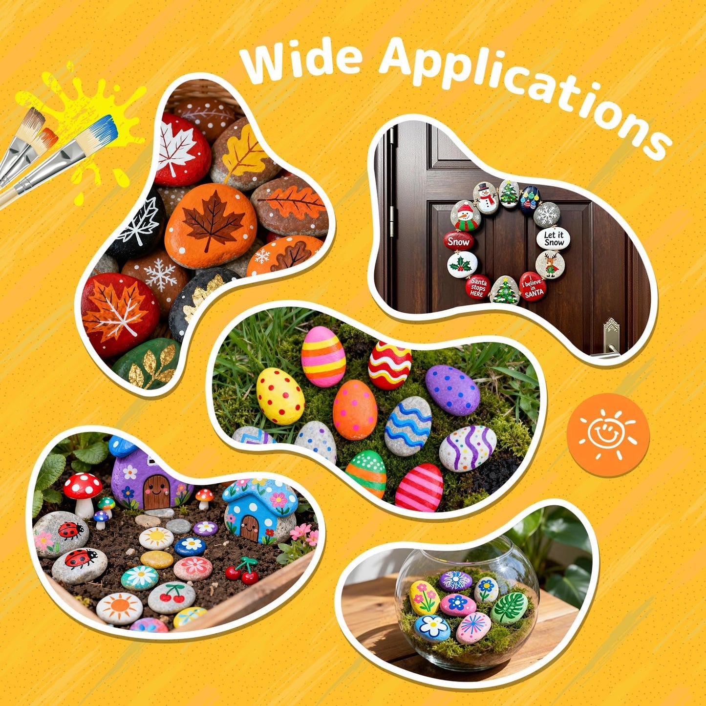 Simetufy 85 Pcs Rocks for Painting, River Rocks to Paint, 2-3" Flat & Smooth Painting Rocks for Crafts, Natural Stones for DIY, Kindness Rocks Garden Decoration