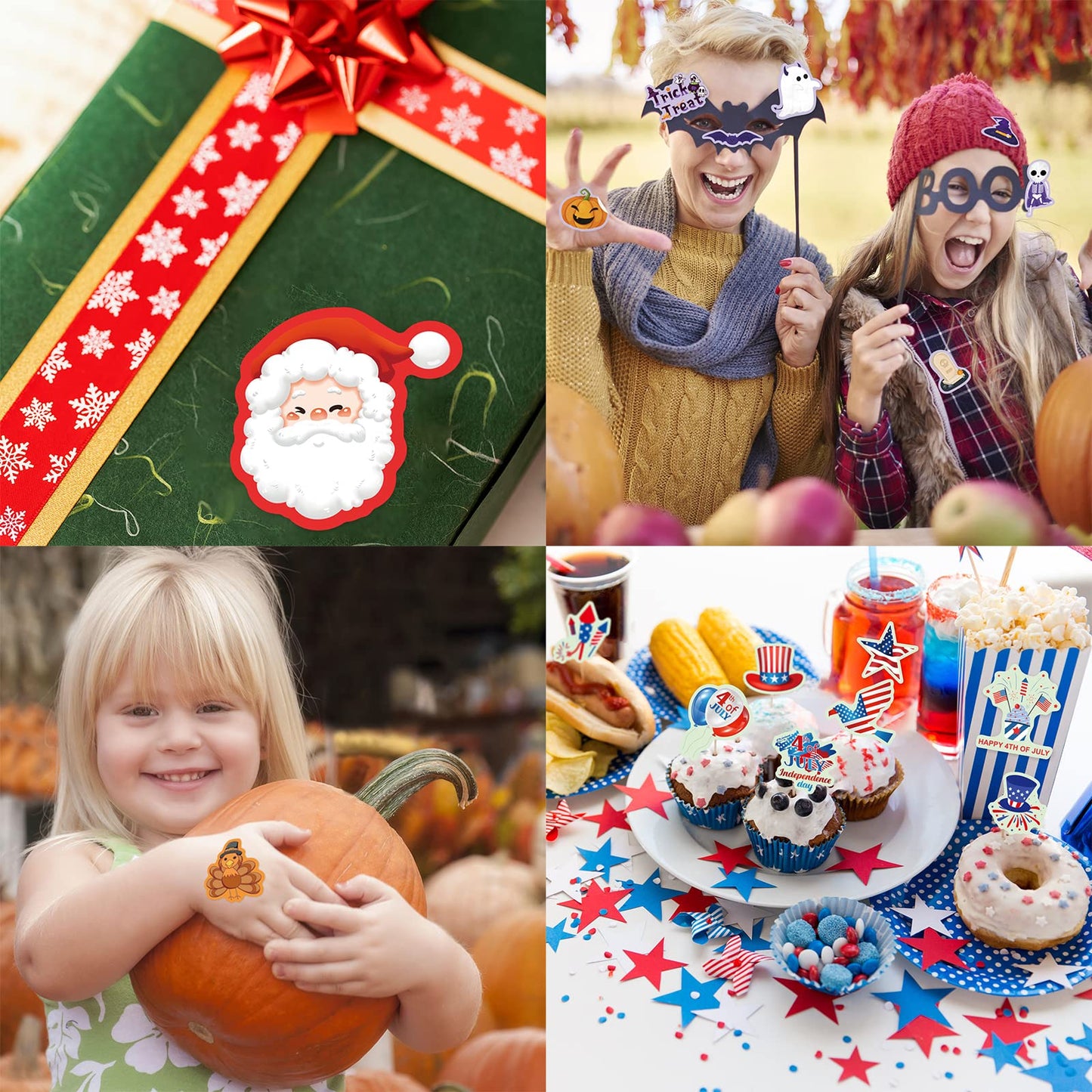 Treasure Cove Holiday Stickers Assortment Seasonal Sticker Sheets for Kids Crafts Halloween Thanksgiving Christmas Birthday Party Decorations Supplies 16 Sheets 400Pcs