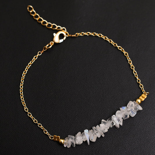 Gempires Moonstone Bracelet for Women, Crystal Bracelet, June Birthstone Gemstone Jewelry, Gold Plated Adjustable Bracelet (7” + 1” Extender), Dainty Stackable Bracelet Gift for Her