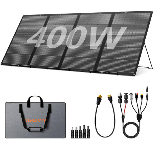 400W Portable Solar Panel for Power Station, 400 Watt 36V ETFE Foldable Solar Panel Charger, IP67 Waterproof Enhanced Kickstands for Off-Gird Outdoor Camping RV SUV Emergency Power Supply