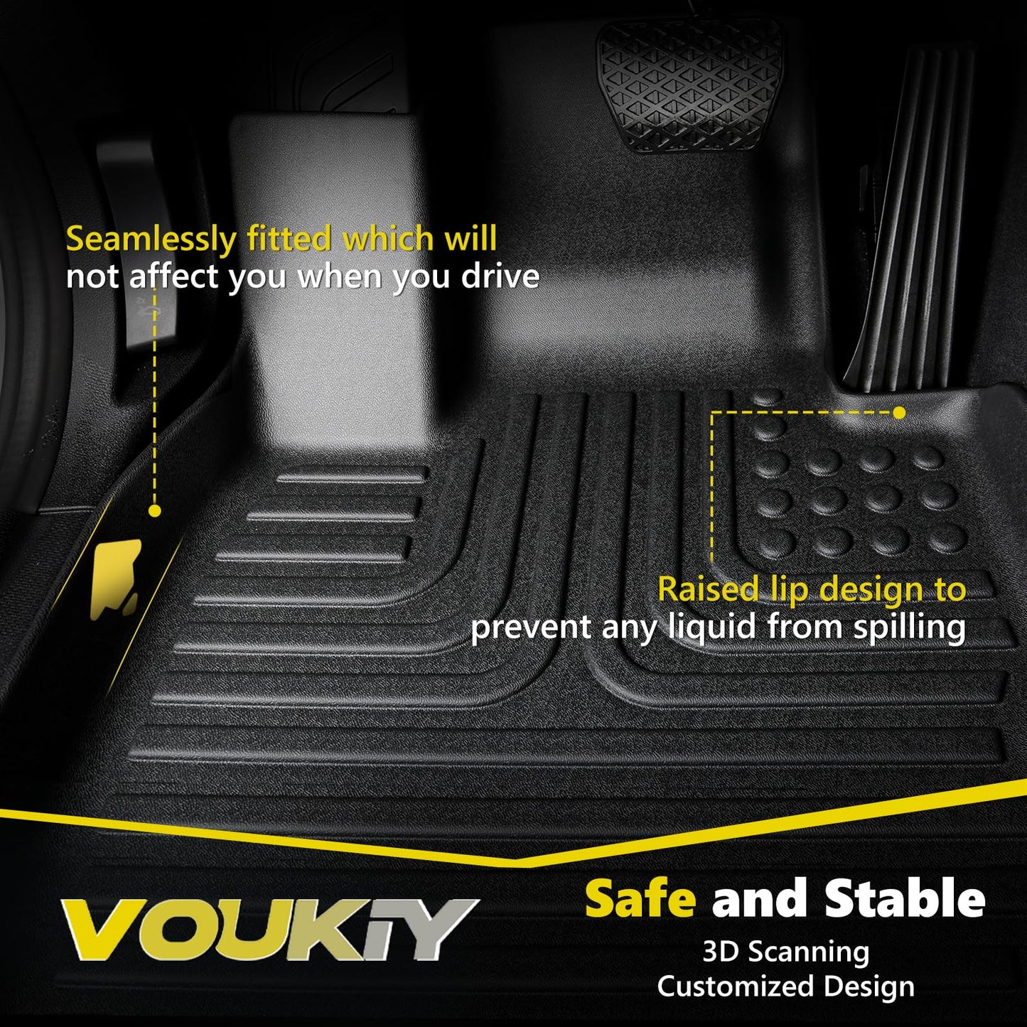 VOUKIY All Weather Car Floor Mats Fit for X7 40i, M50i, M60i (only fit 6 Seater) 2019-2024 2025 Automotive Floor Liners X7 Front& Rear& 3rd Row Accessories Black