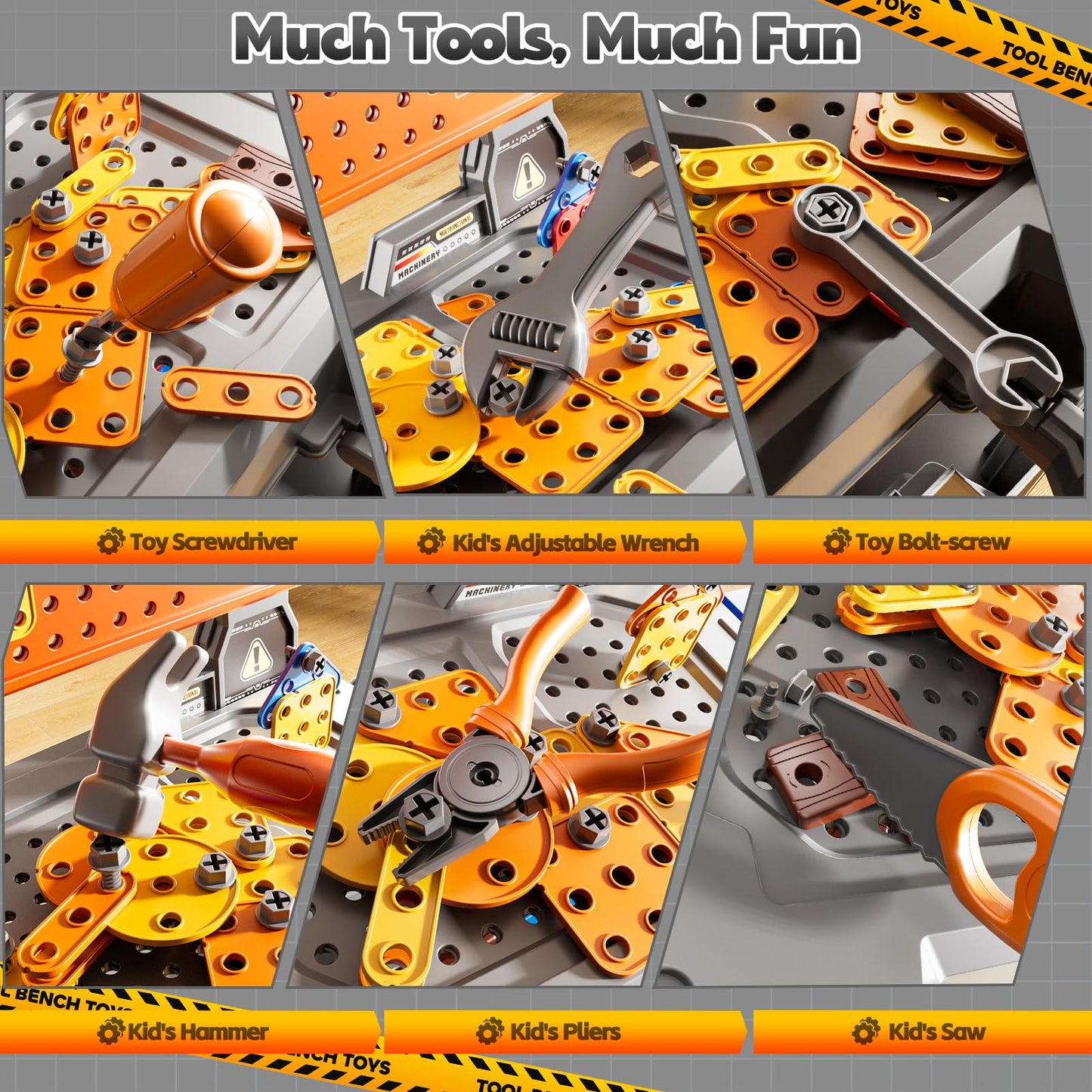 DULONIME 2 in 1 Workbench Tools Toys Set with Sound for Toddlers Aged 3-5, 145 PCS Educational Construction Mechanic Toolbox for Boys Girls, Pretend Play Toys Birthday Gift for Kids 3 4 5 6 Years Old
