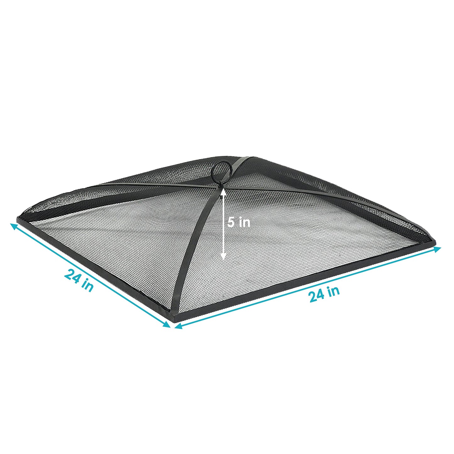Sunnydaze Heavy-Duty Steel Mesh Fire Pit Spark Screen Cover - Outdoor Fire Pit Screen Cover - Square - Black - 24-Inch