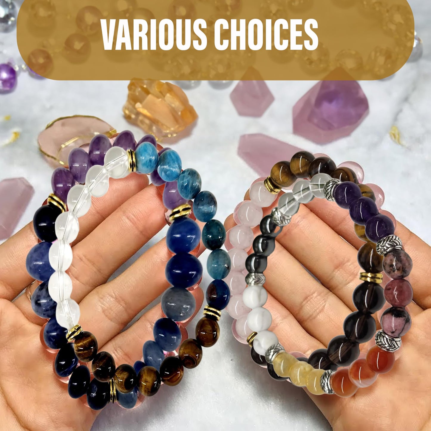 Smart Intentions Anxiety Relief Bracelet for Women - Unique Healing Stones Bracelet for Stress Relief & Meditation, Stretchable Beaded Bands with Natural Healing Energy, 14 Different Crystal Bracelets to Choose From (Menopause- Hematite, Rhodonite, Howlit