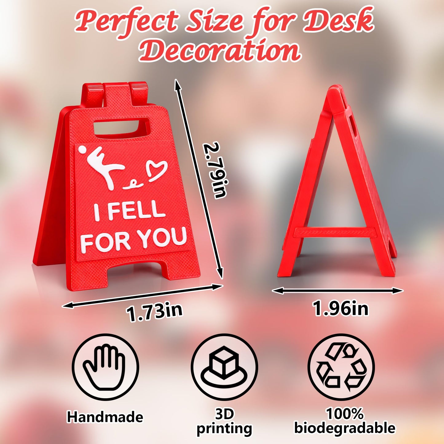 Mini Sign Valentines Day Her Him Gifts for Girlfriend Boyfriend Anniversary Women Gifts for Wife Husband Birthday Romantic Love You Gift for Couples Fiancee I Fell for You 3D Printed Desk Decor Sign