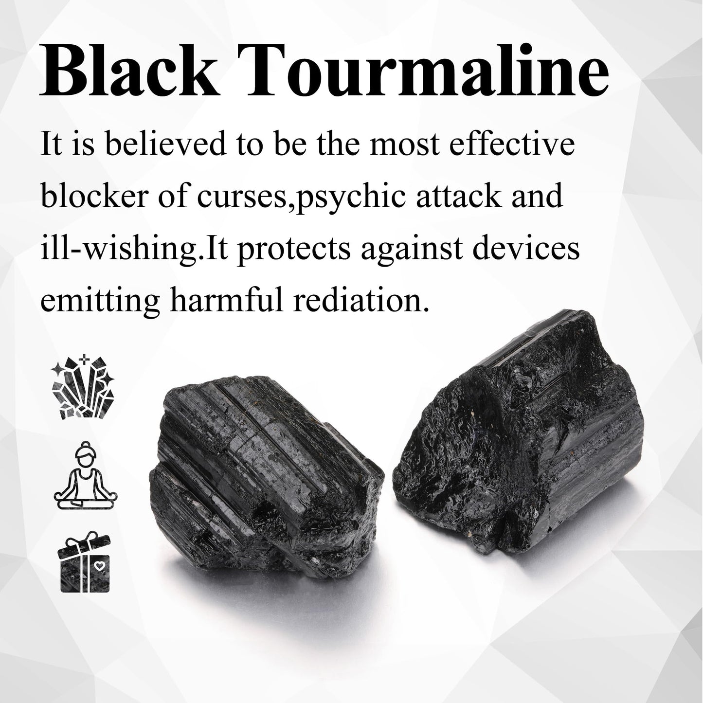 Jovivi 2pcs Raw Black Tourmaline Crystals,Large 1.6-2.2" Healing Crystals Natural Rough Stones Crystal for Tumbling, Cabbing, Home Decoration, Polishing, Wicca & Reiki