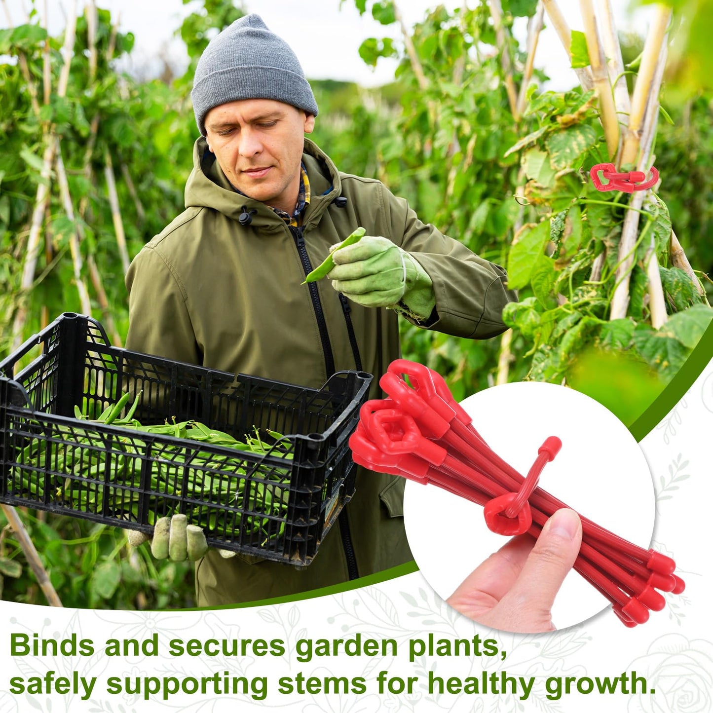 M METERXITY 12-Pack Adjustable Plant Ties, 12inch/30.48cm Silicone Flexible Multi-Function Sturdy Garden Twist Tie for Plant Support/Tree/Shrub/Vine, Reusable Support Twine [Red]