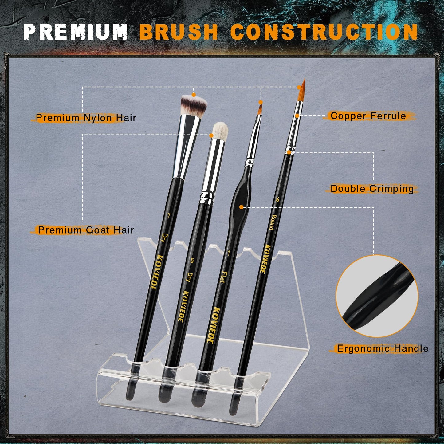 KOVIEDE Miniature Paint Brushes Dry Brush, 20PCS Fine Detail Paint Brush Set for Blending, Dusting, Acrylic Oil Watercolor Painting, Model Painting, Crafts, Paint by Numbers