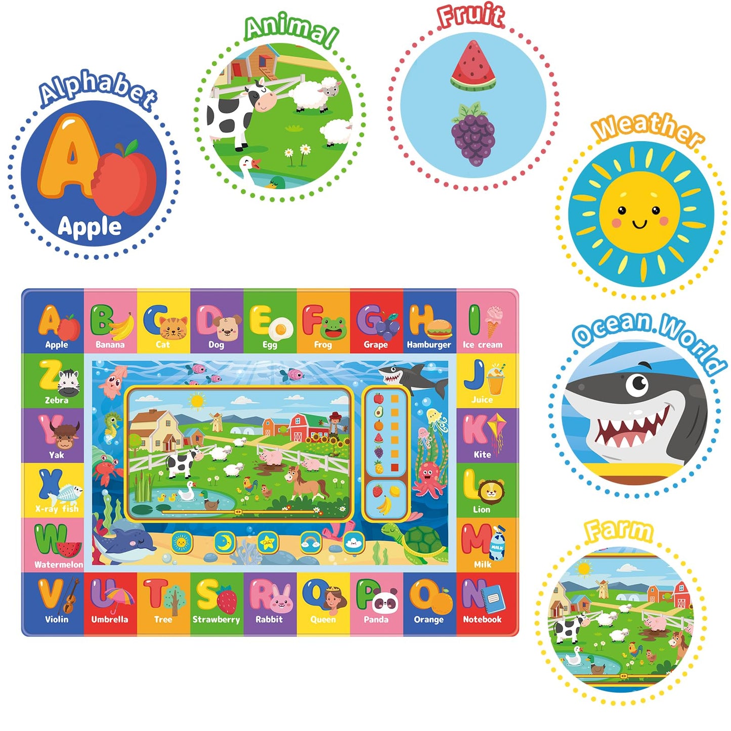 AKASISRUG Baby Play Mat for Floor, Kids Rug Playmat Baby Crawling Mats Educational Tummy Time Mat Soft ABC Play Mats for Toddlers Infants Kids Rug for Playroom Classroom(110.2X78.7 INCH, Style1)