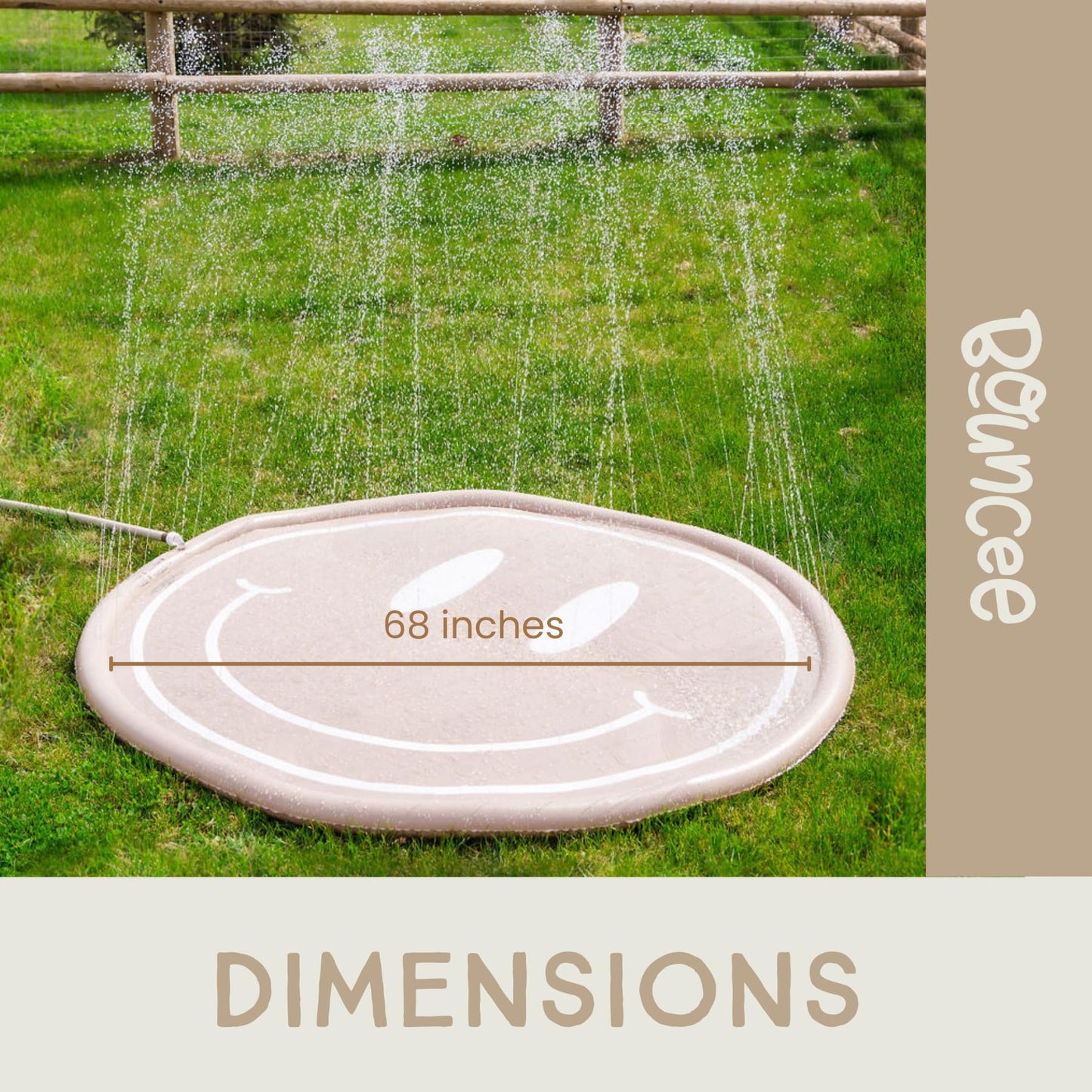 Bouncee Splash Pad Sprinkler for Kids - 68" Outside Mini Pool for Baby and Toddler - Splash Pad for Toddlers - Splash Pad for Kids Ages 4-8 - Inflatable Outdoor Toys for Toddlers - Water Toys