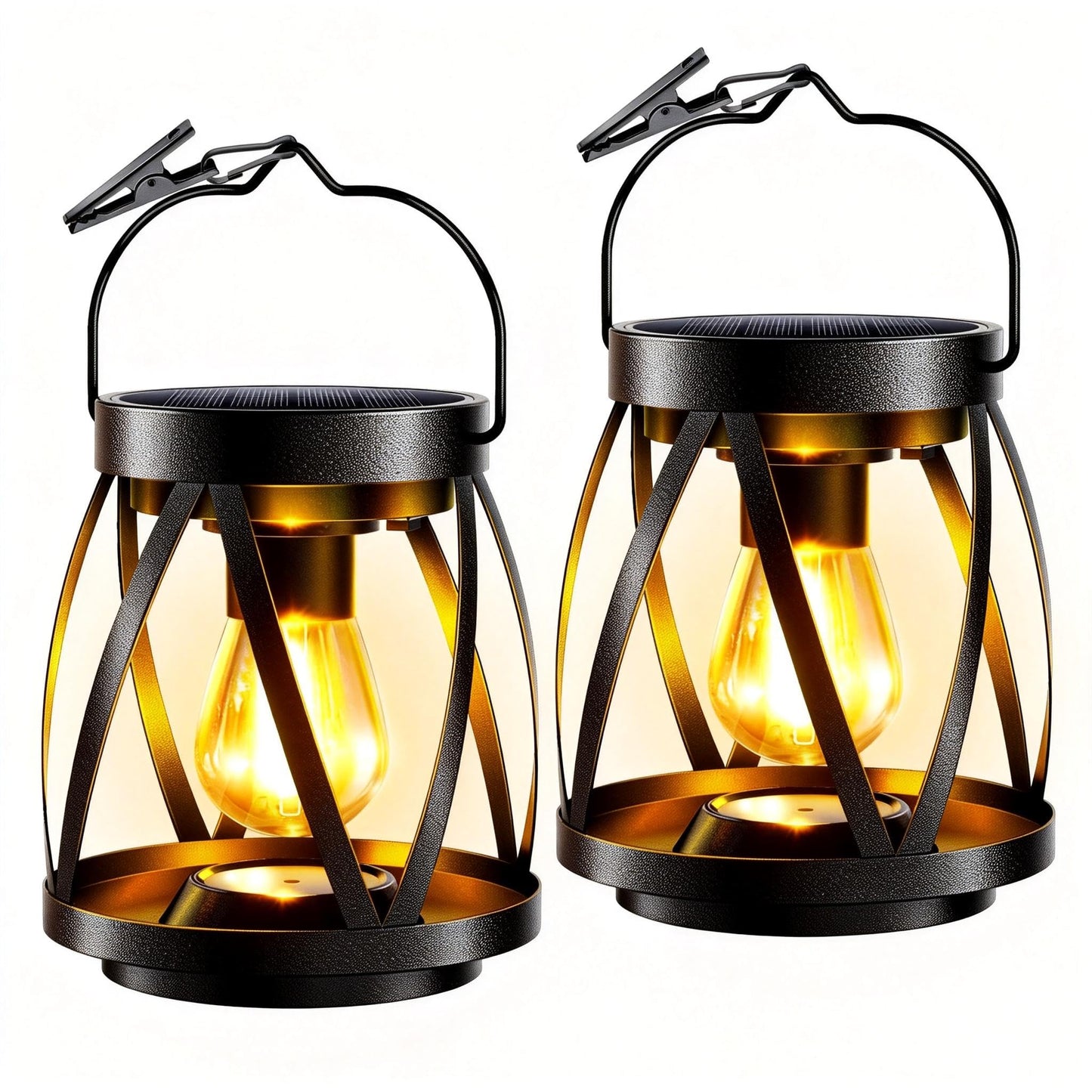 GARPAR Solar Lights Outdoor Waterproof, Upgraded Metal Outdoor Lantern, Brighter Auto On/Off 18H Hanging Solar Lights for Outside Garden Yard Patio Decor, Mother's Day Gift for Mom Grandma 2 Pack