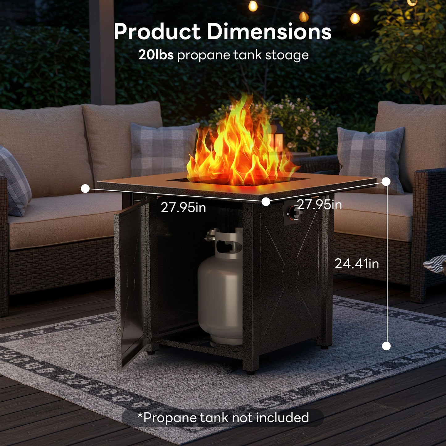 Electactic 28 Inch Propane Fire Pit, 3-in-1 Multi-Use Outdoor Fire Pit Table, 50,000 BTU Steel Gas Fire Pit with Lid & Lava Rock, Add Warmth and Ambience for Patio Deck Garden, Outdoor Gatherings