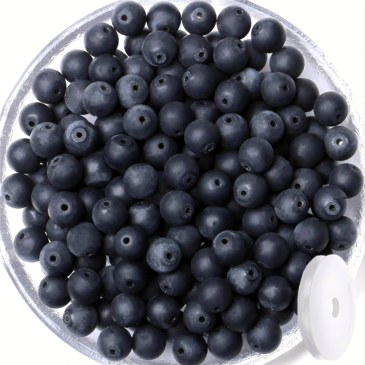 QINJIEJIE 100PCS Matte Black Obsidian Beads 8mm Natural Stone Beads Round Loose Gemstone Bead for Bracelet Beading Crystal Jewelry Making DIY Necklace Earrings 0.32"