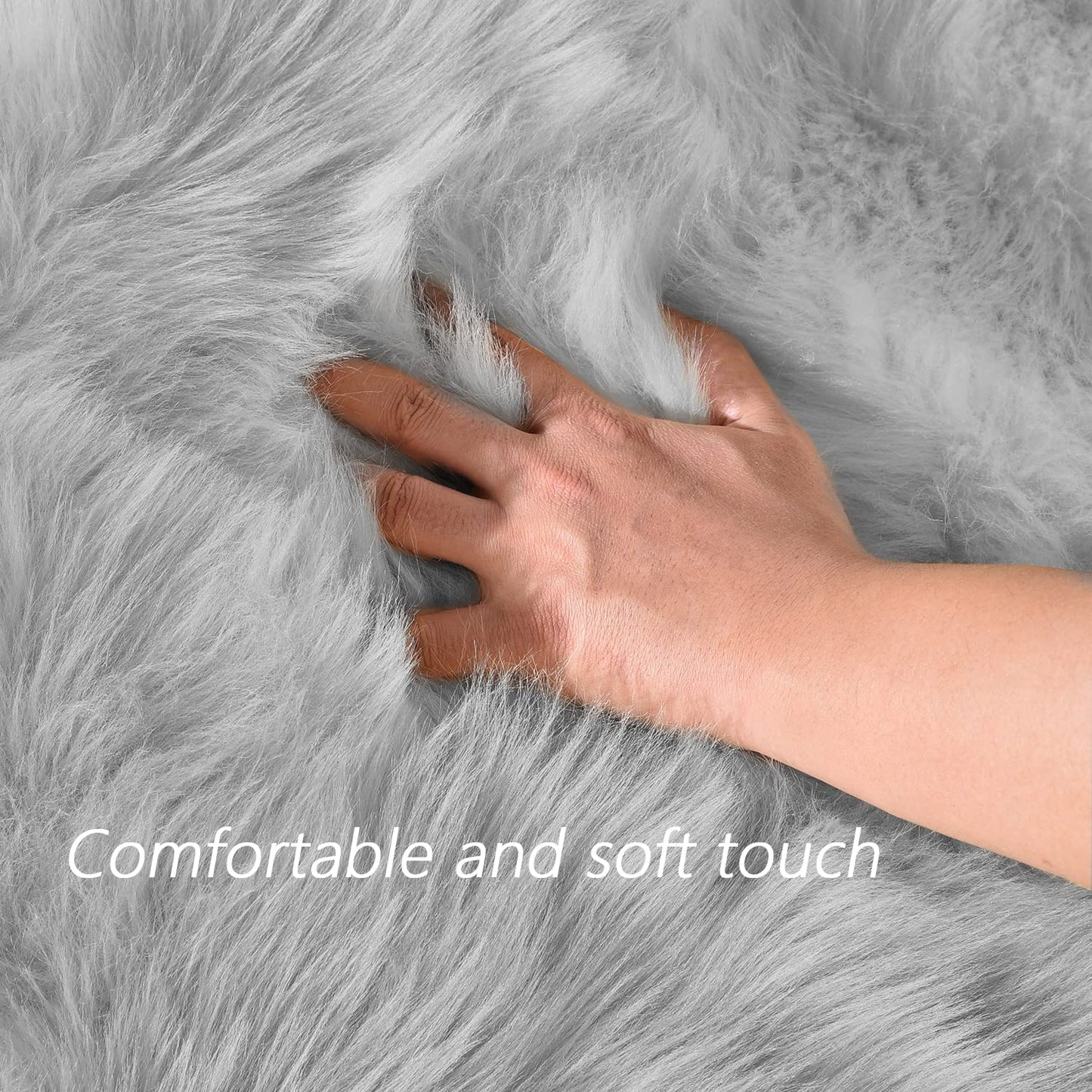 Latepis Small Rugs for Bedroom 2x3 Grey Faux Sheepskin Rug for Living Room Super Soft Rugs for Dorm Room Fluffy Rug for Bedroom Rectangle